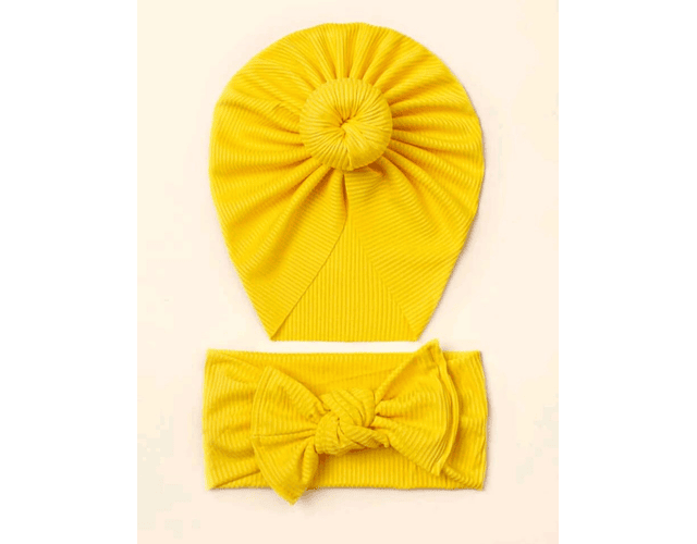 Set amarillo turbante + diadema 