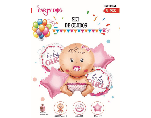 Set globos baby shower rosado