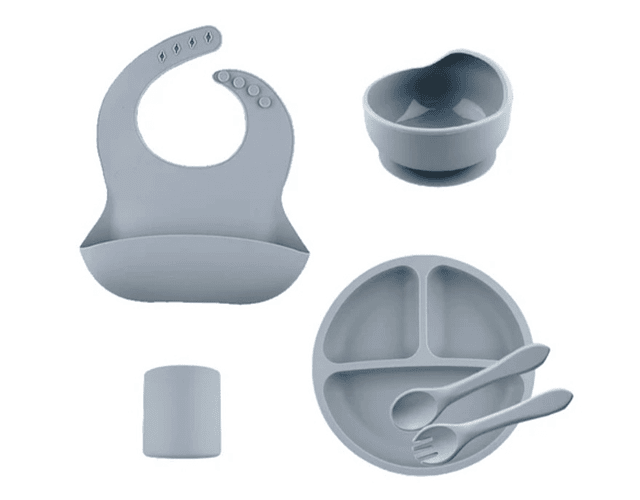 Set alimentación silicona gris 5 pcs