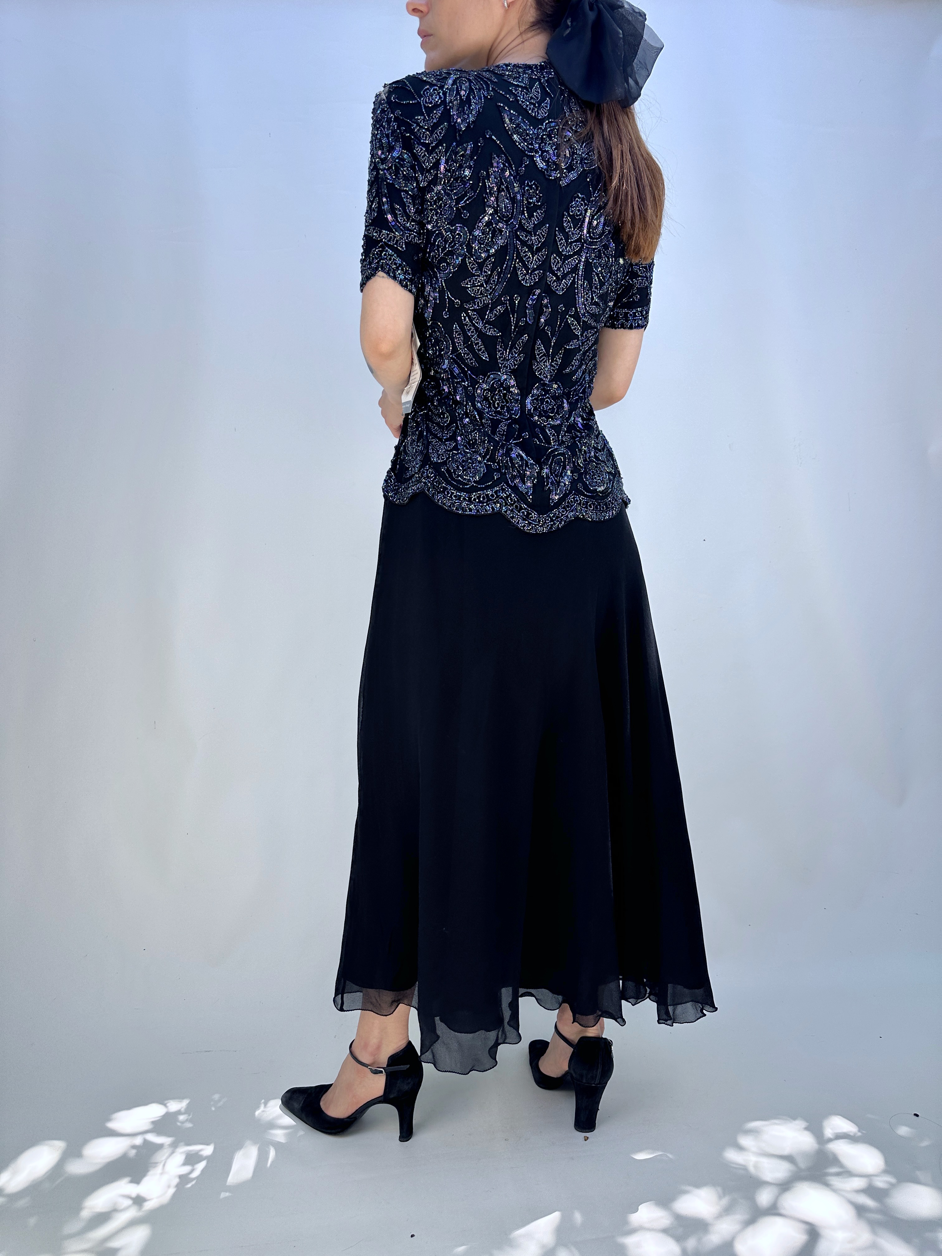 VESTIDO SEDA VINTAGE HECHO A MANO I S-M 3