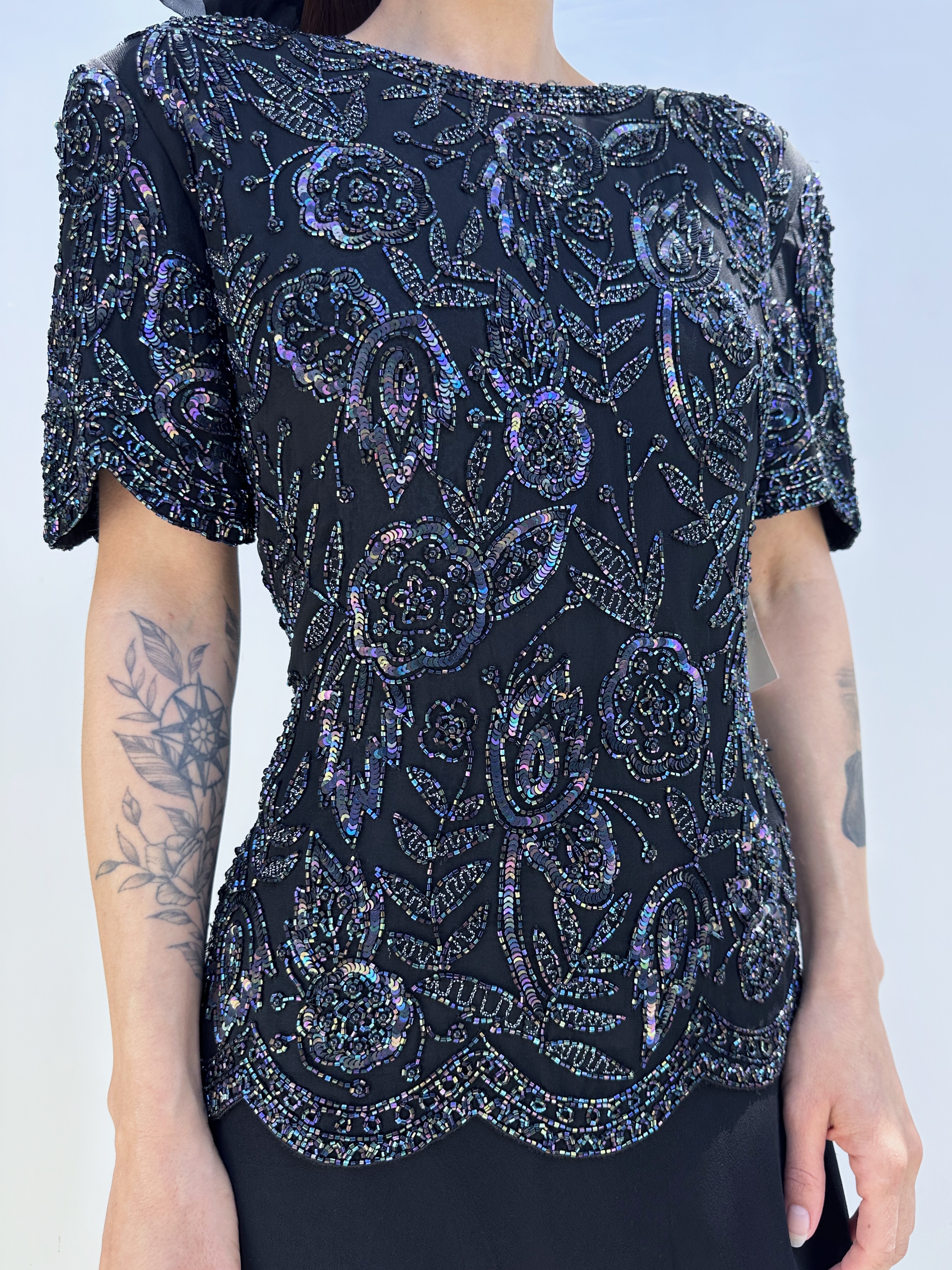 VESTIDO SEDA VINTAGE HECHO A MANO I S-M 5