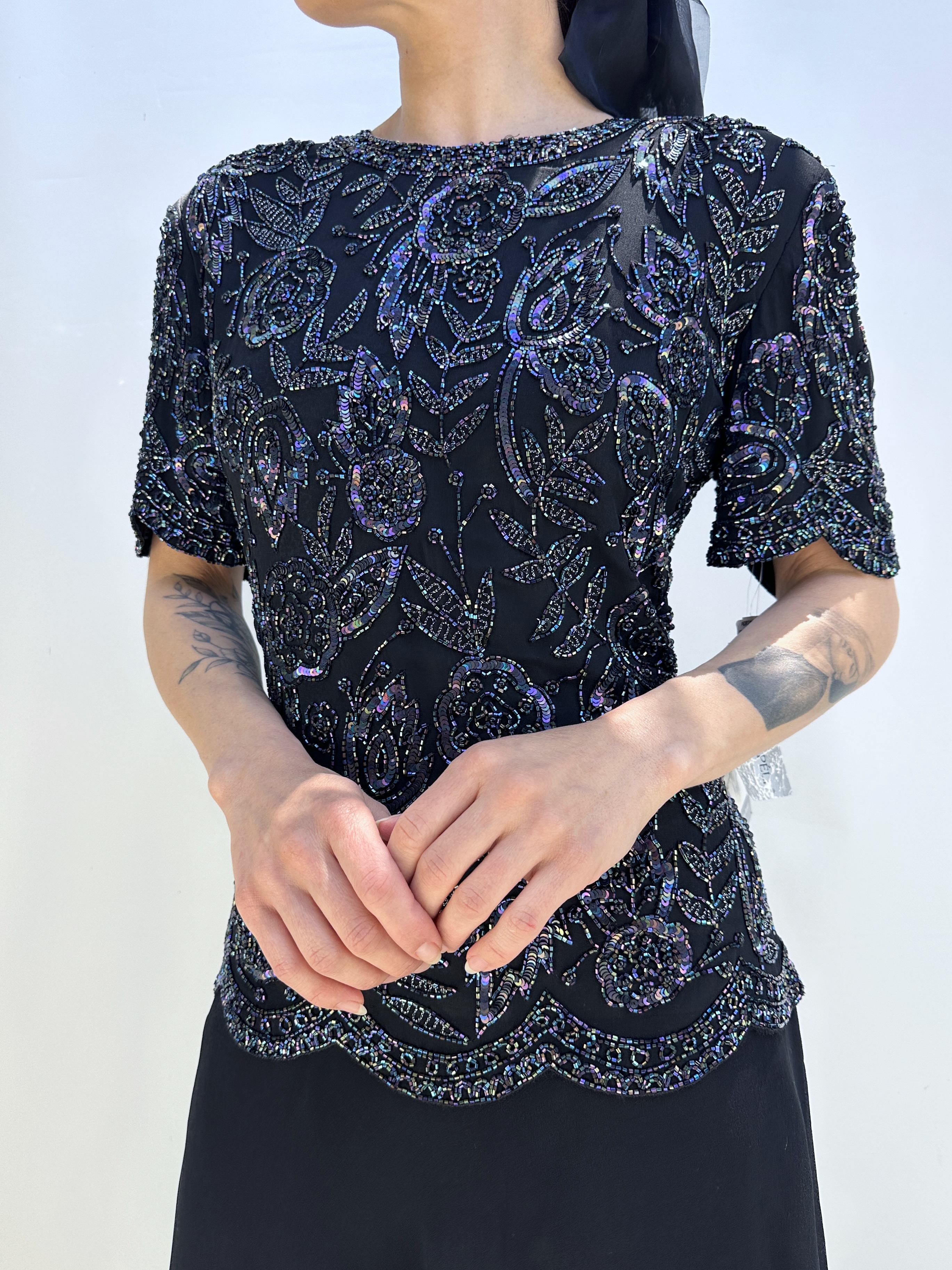 VESTIDO SEDA VINTAGE HECHO A MANO I S-M 9