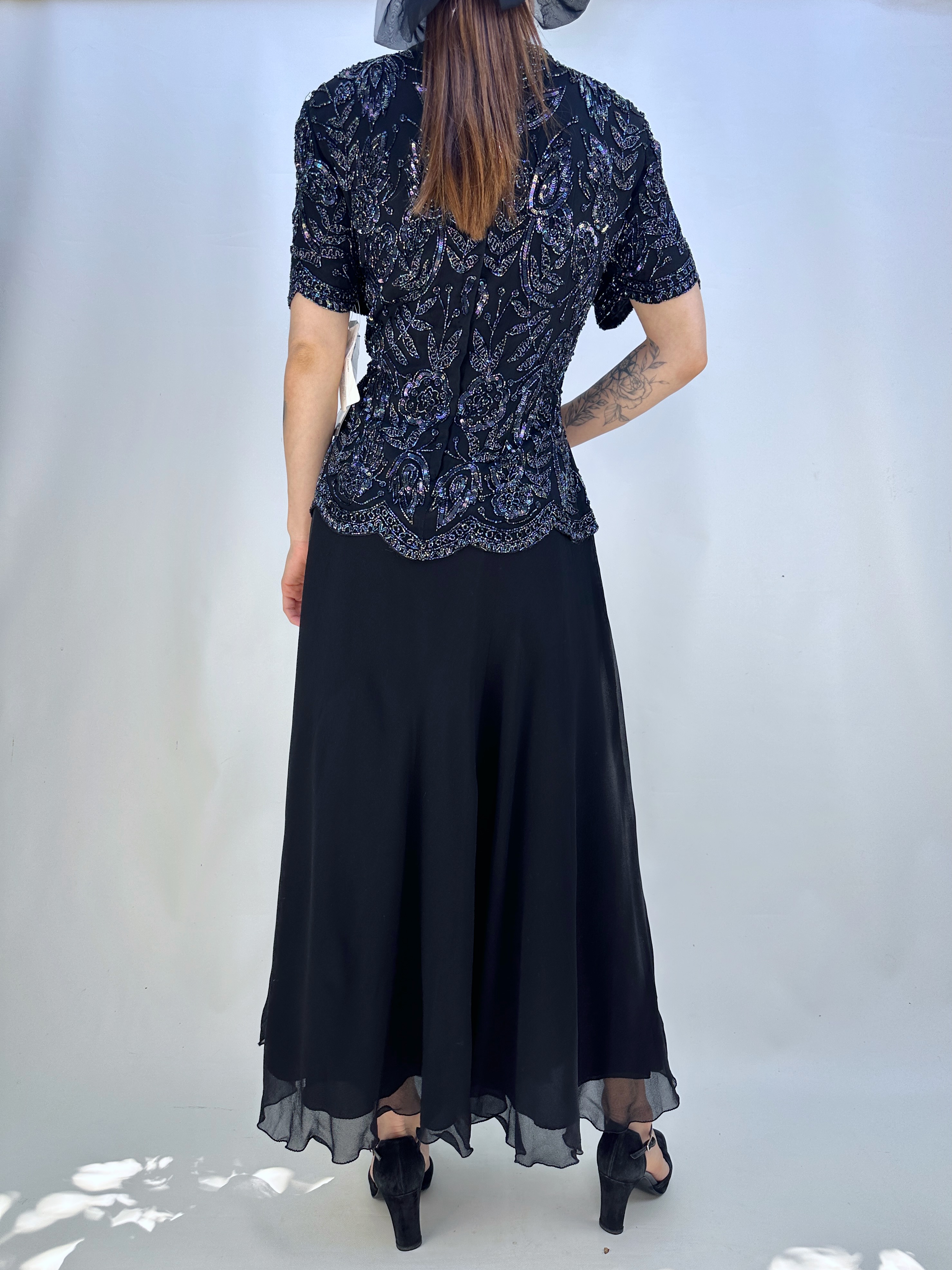 VESTIDO SEDA VINTAGE HECHO A MANO I S-M 8