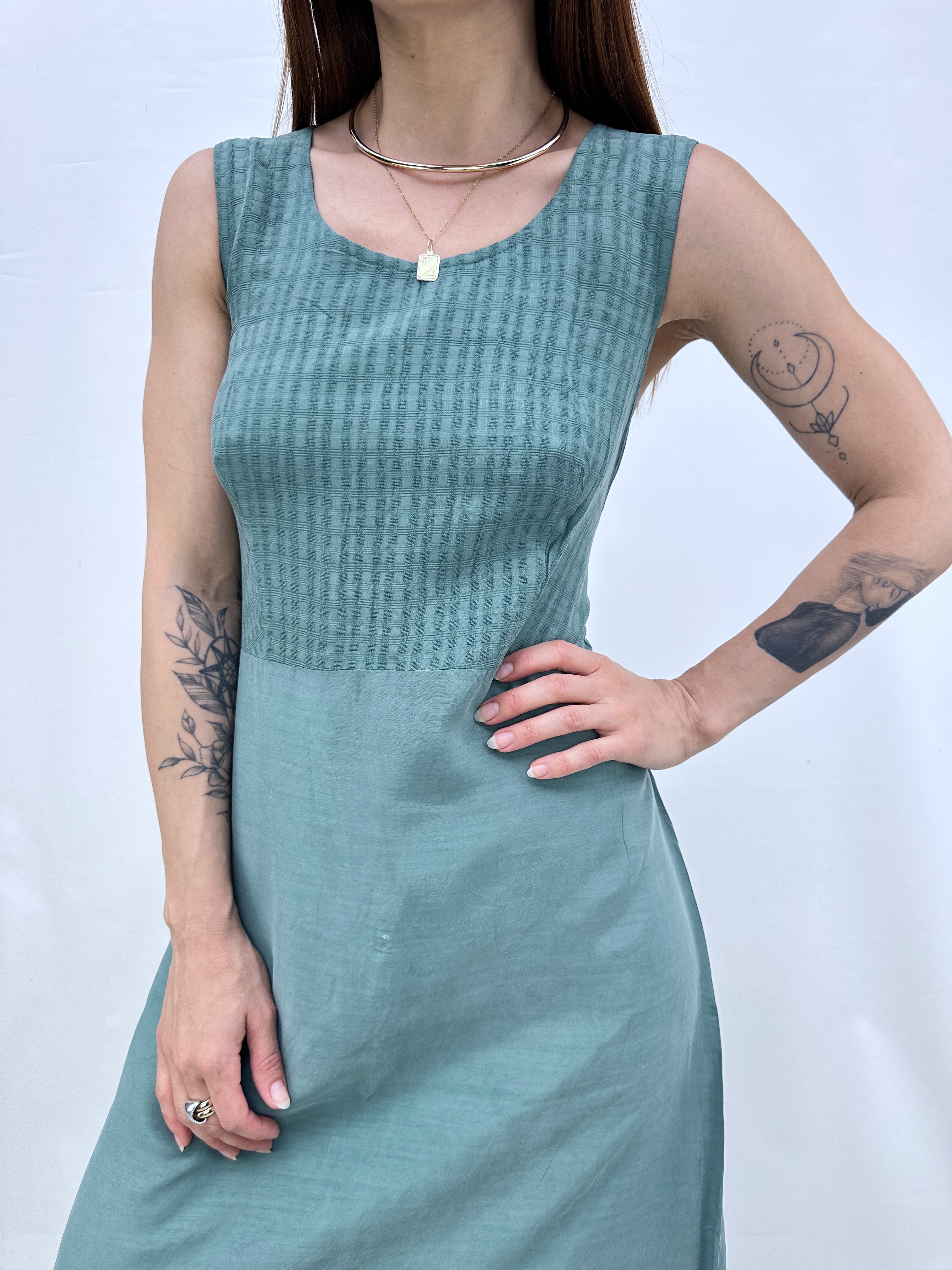 VESTIDO LARGO VERDE MENTA I S-M  6