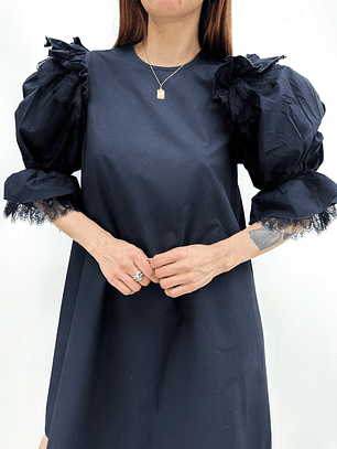 VESTIDO NEGRO ENCAJES I ALGODÓN I S