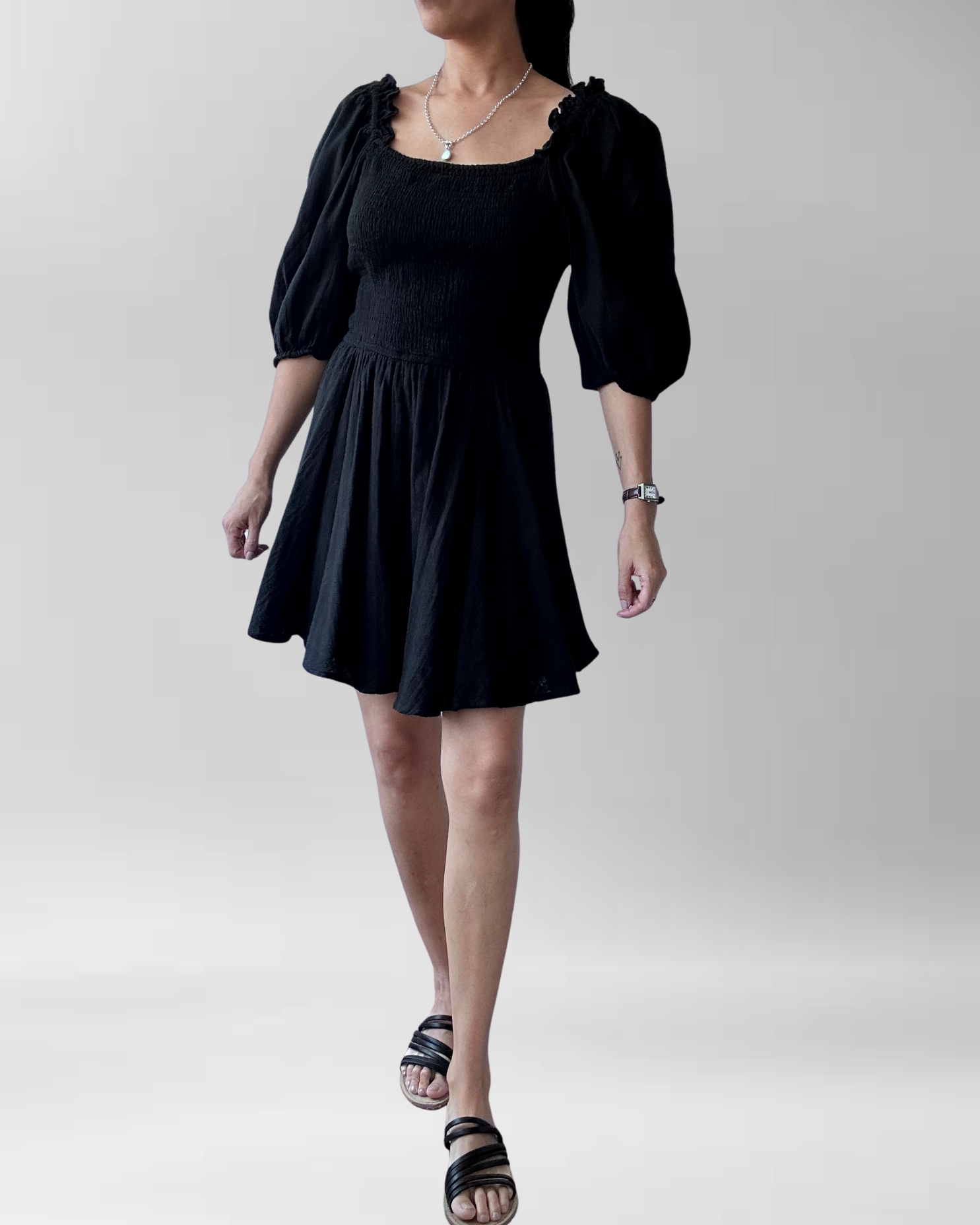 VESTIDO NEGRO FRUNCIDO | L 1