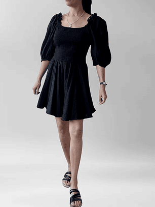 VESTIDO NEGRO FRUNCIDO | L