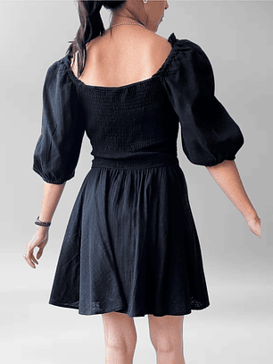 VESTIDO NEGRO FRUNCIDO | L