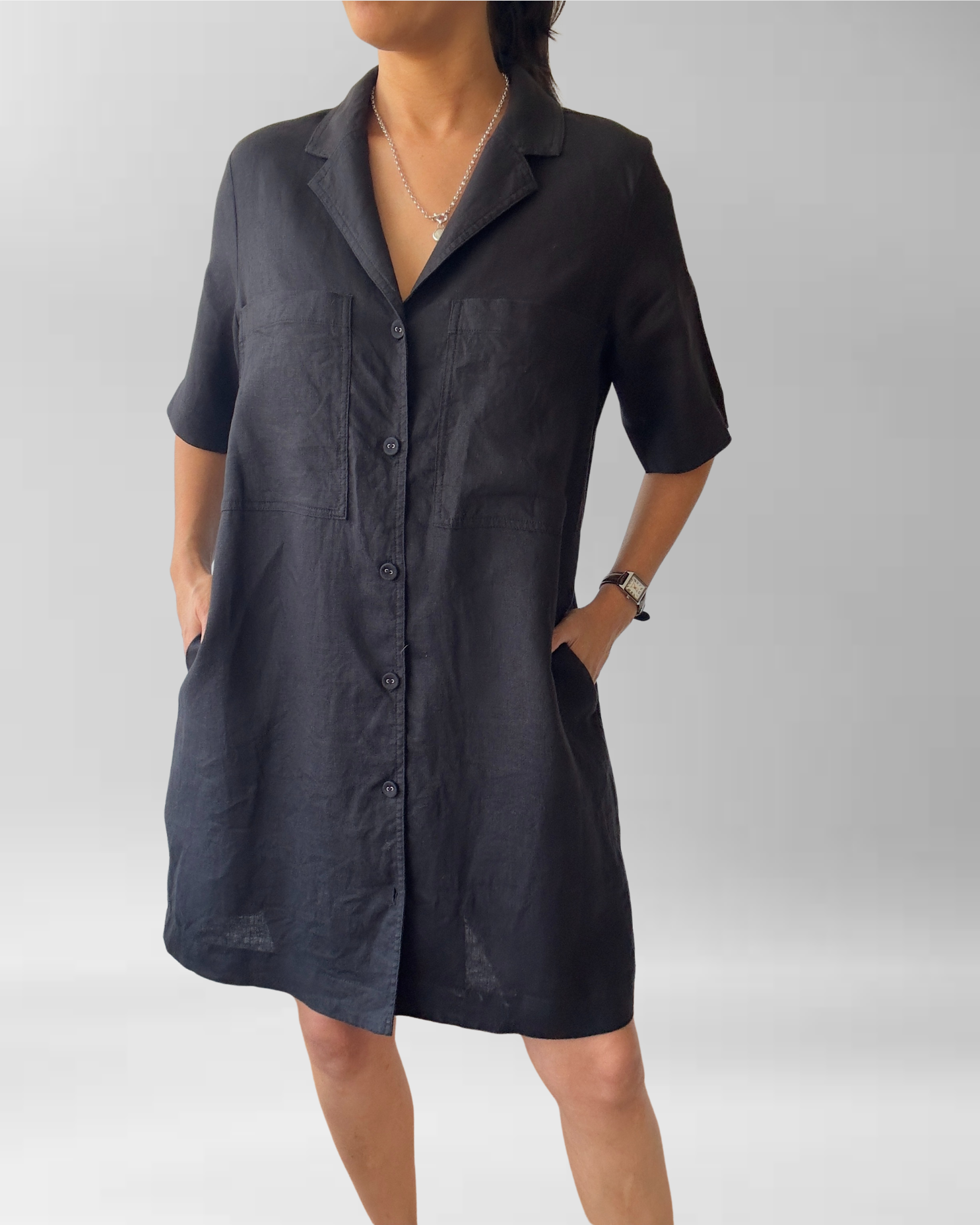 VESTIDO NEGRO LINO | M 3