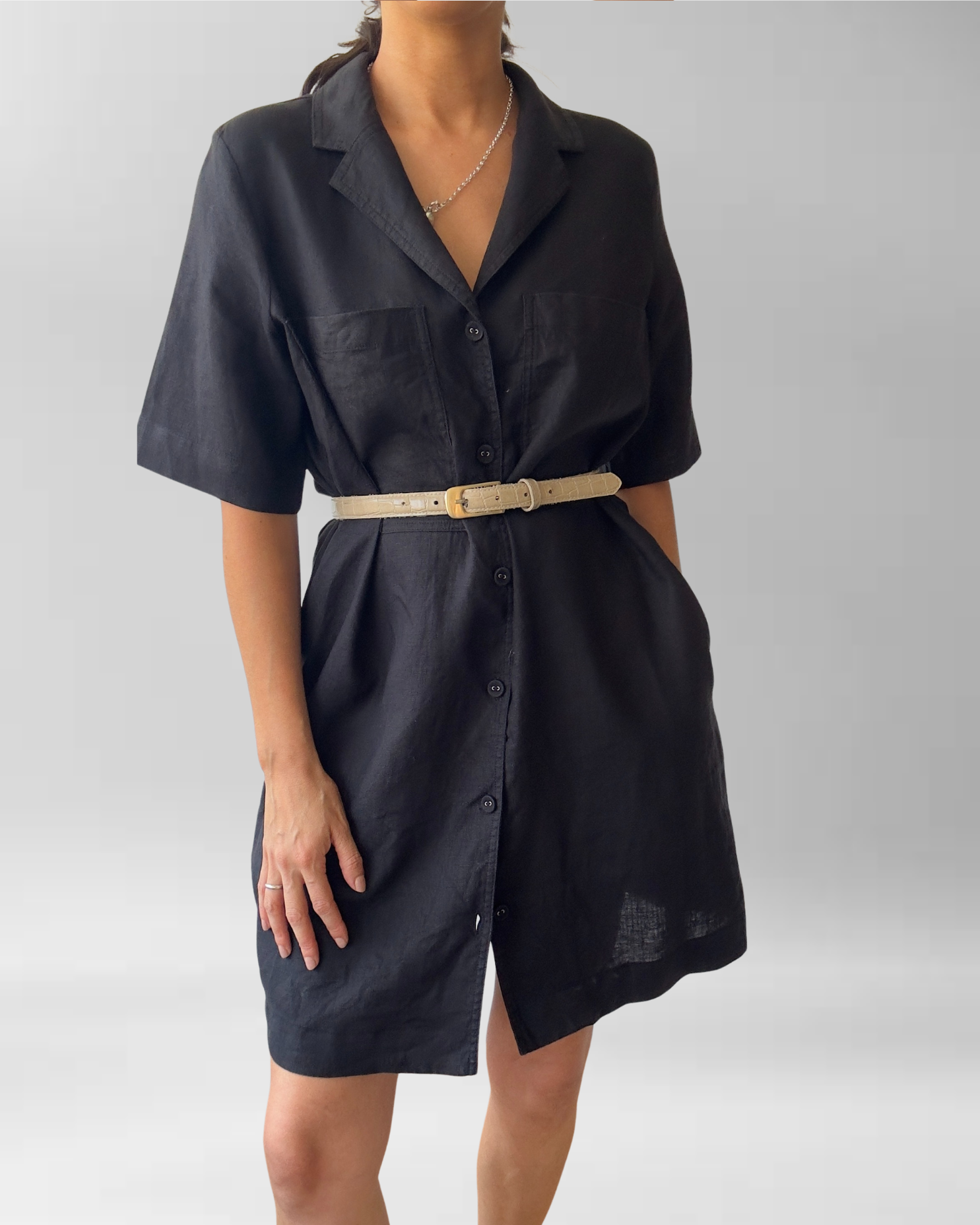 VESTIDO NEGRO LINO | M 2