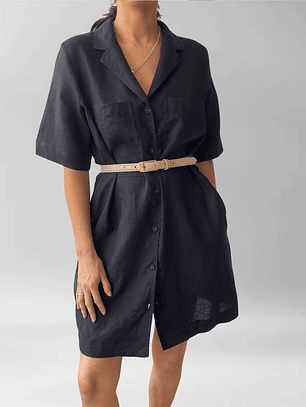 VESTIDO NEGRO LINO | M