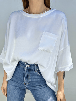 POLERA BLANCA SATINADA I M-L
