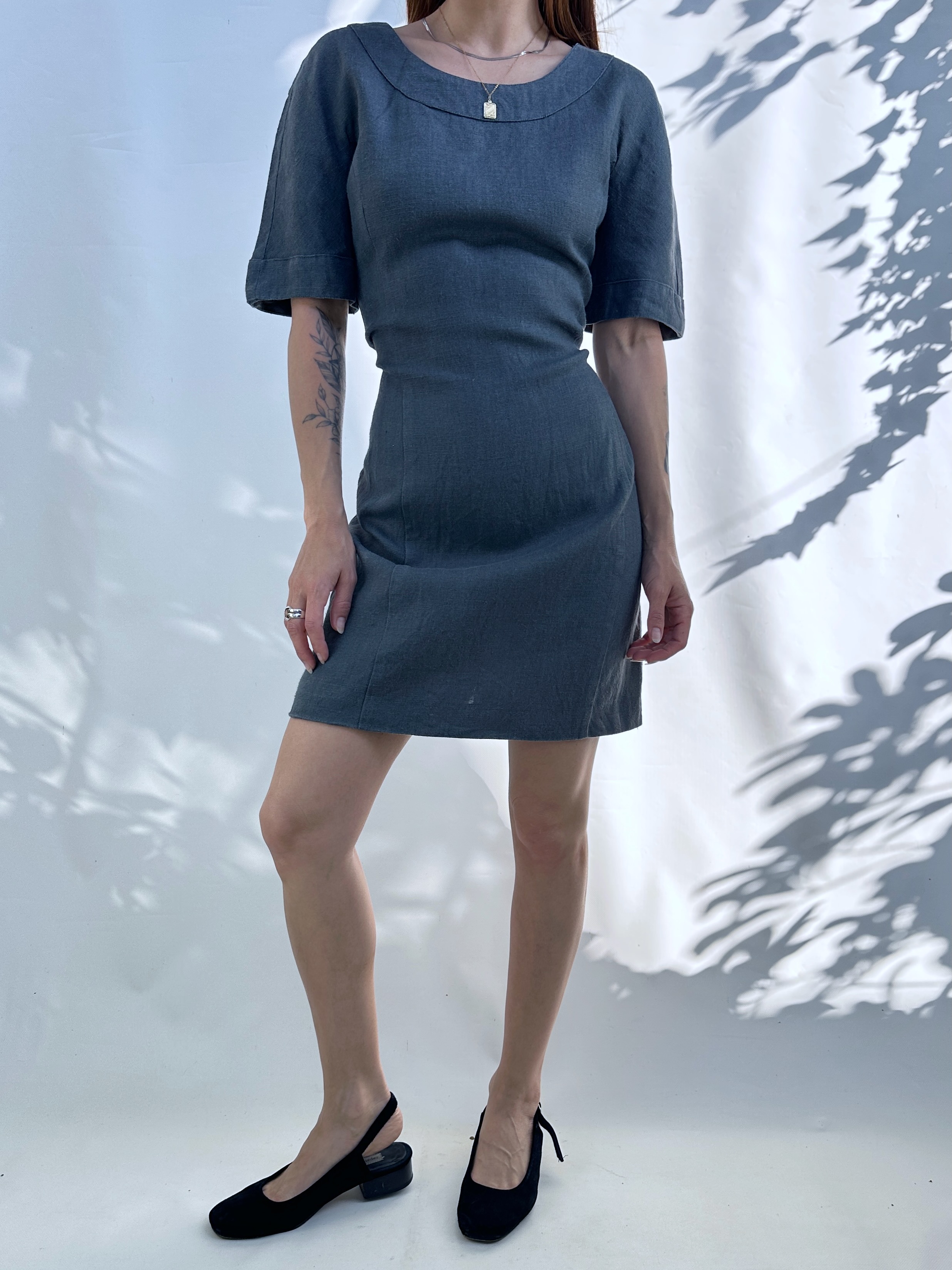 VESTIDO LINO GRIS GRAFITO I M 1