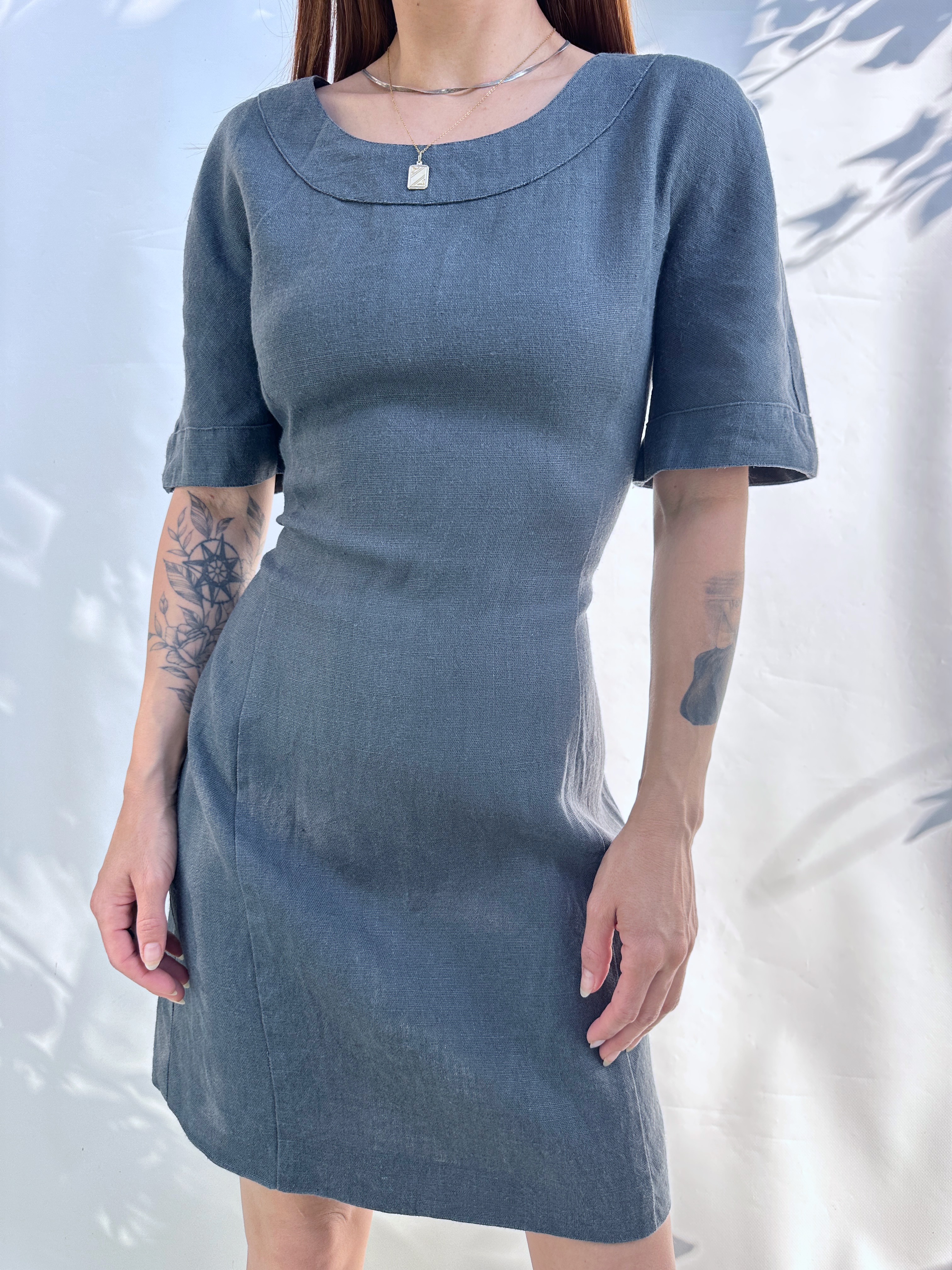 VESTIDO LINO GRIS GRAFITO I M 5