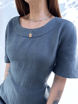 VESTIDO LINO GRIS GRAFITO I M