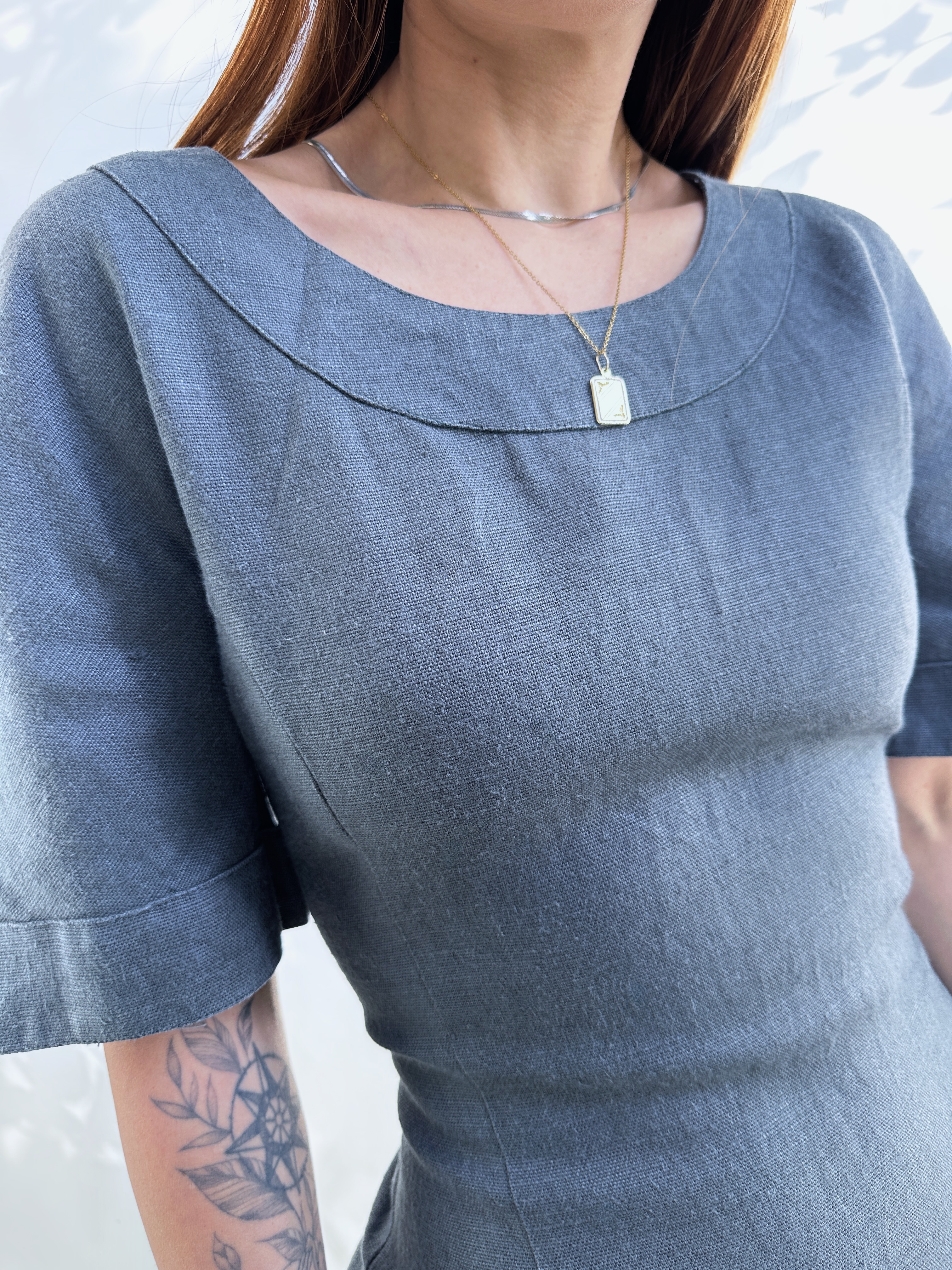 VESTIDO LINO GRIS GRAFITO I M 6