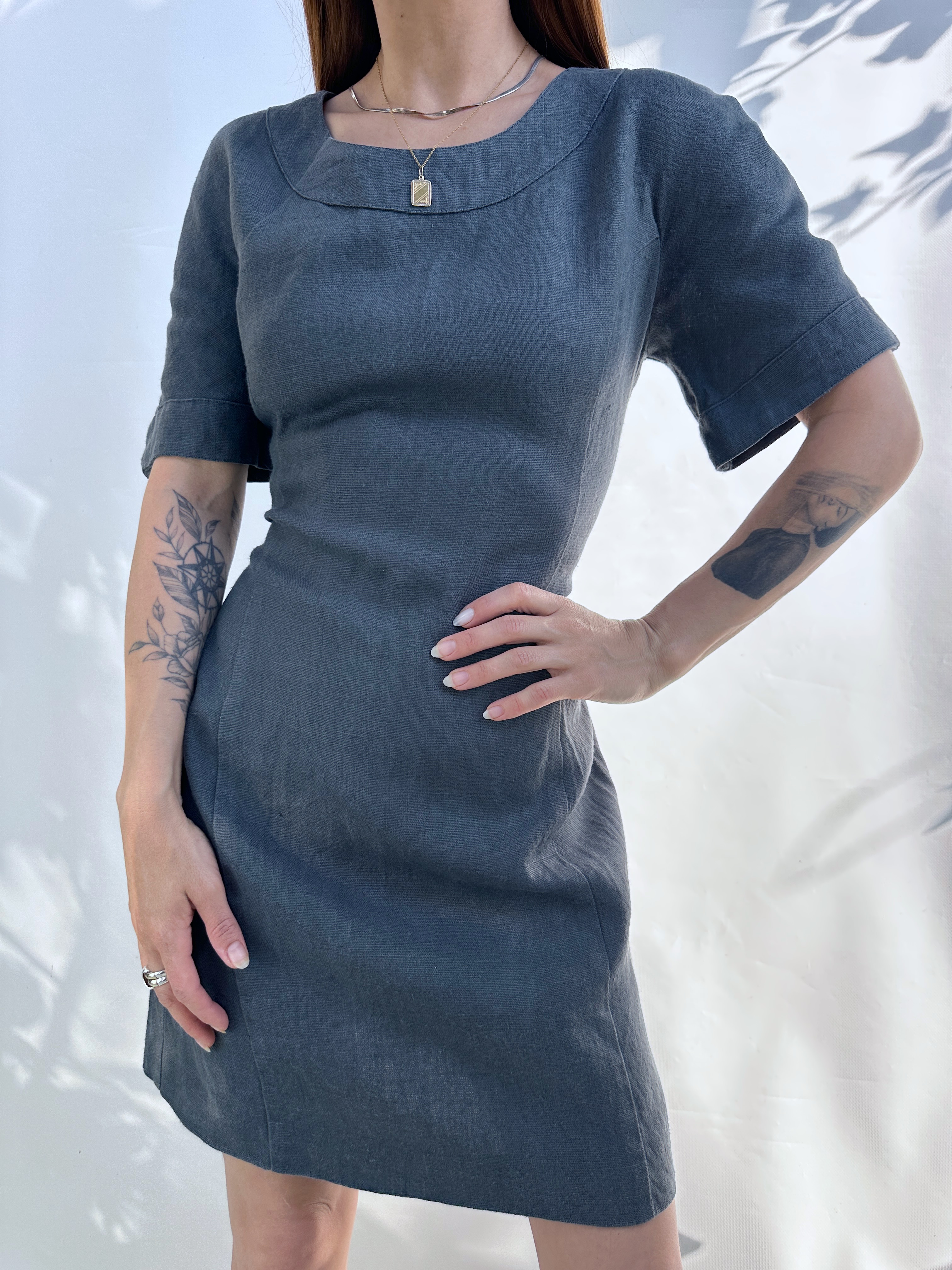 VESTIDO LINO GRIS GRAFITO I M 7