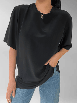 POLERA NEGRA SEDA | L