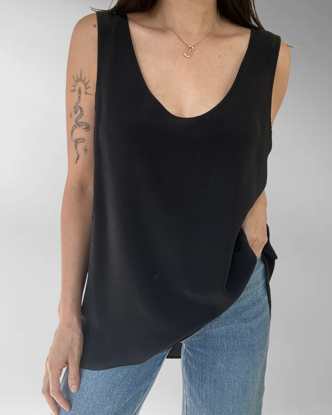 POLERA NEGRA SEDA | L 2