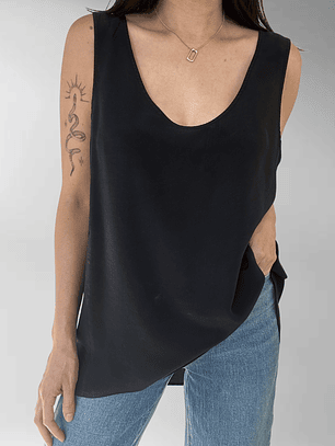 POLERA NEGRA SEDA | L