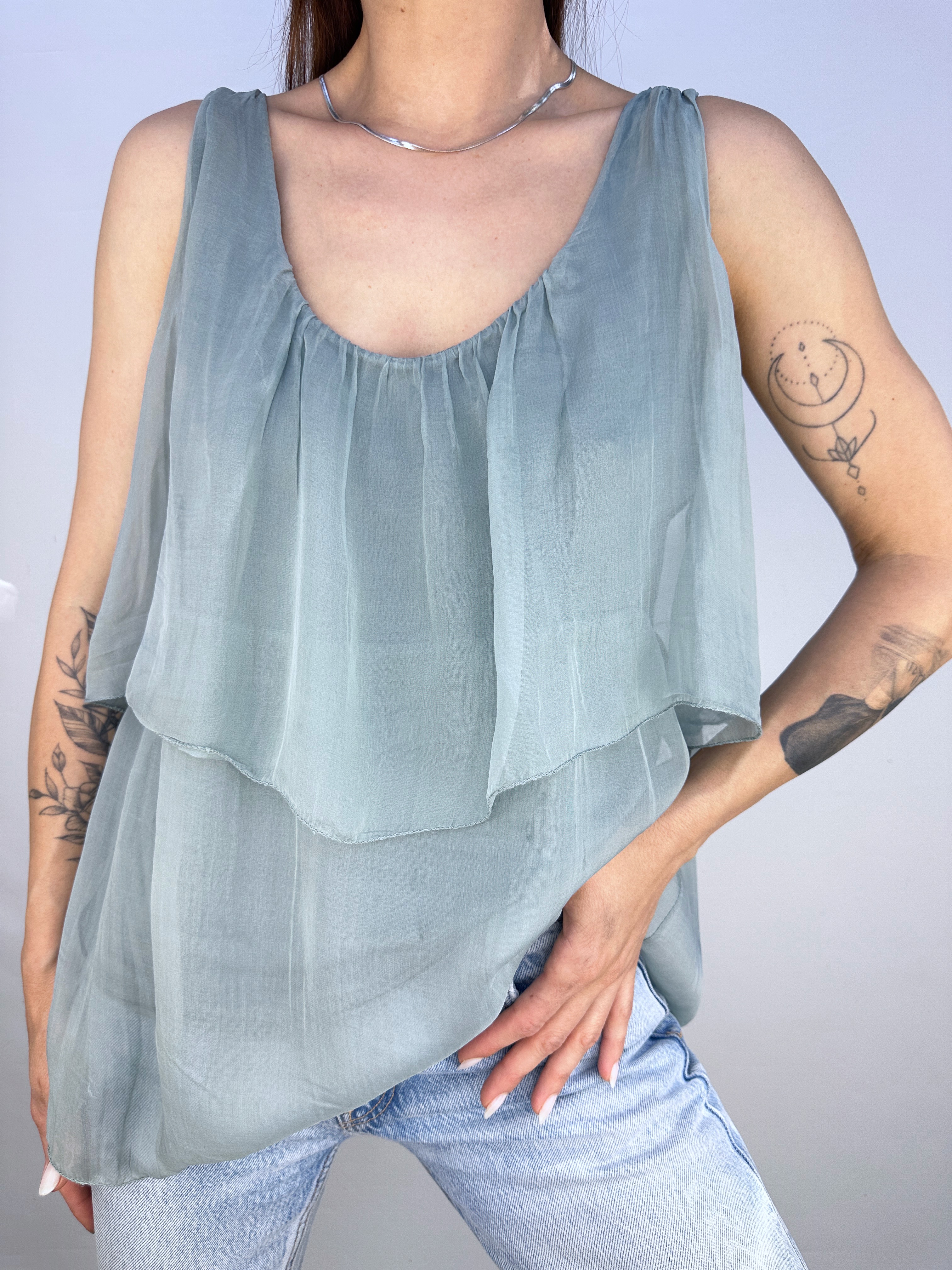 POLERA SEDA VERDE SALVIA I M-L 5