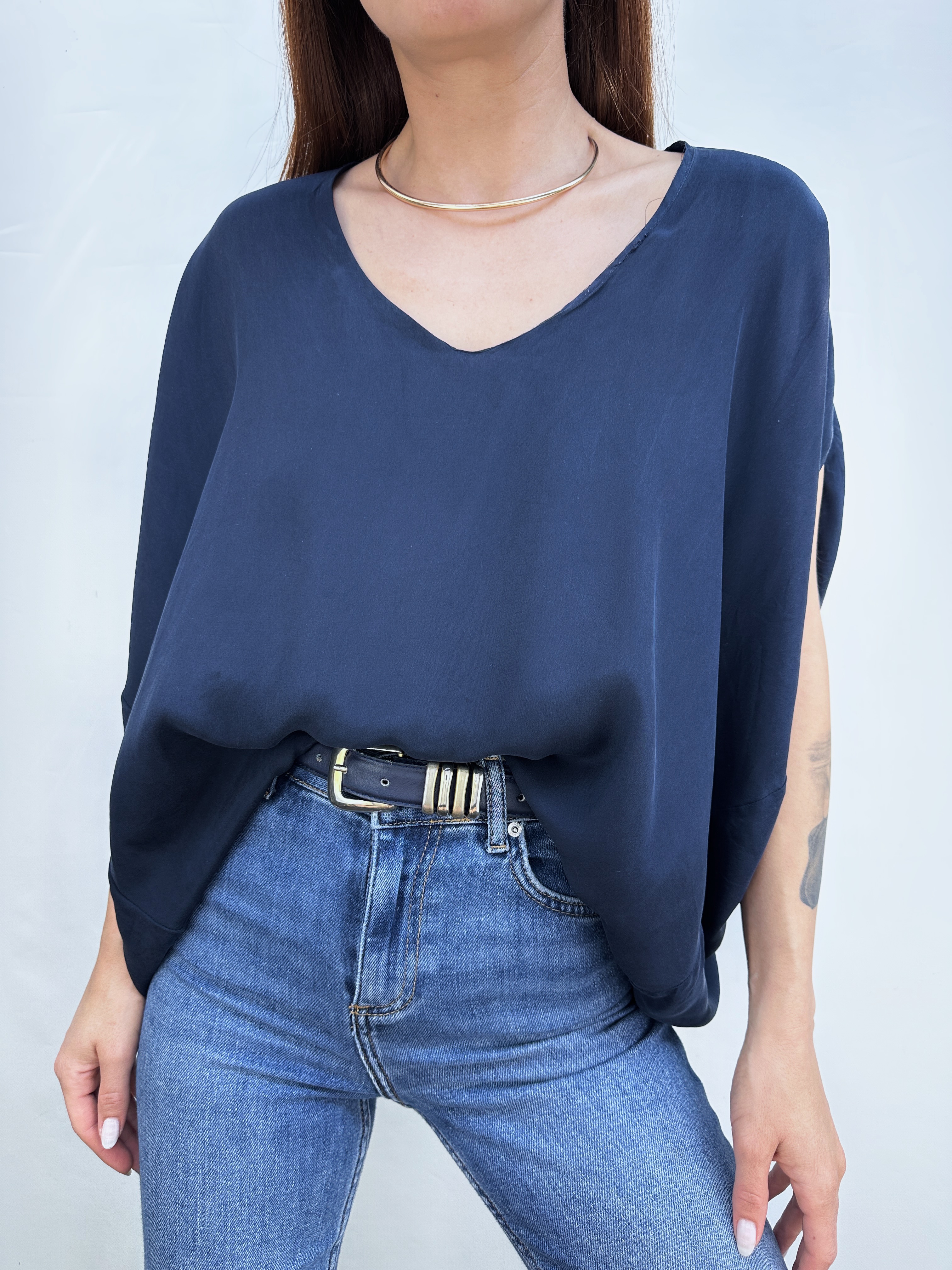 POLERA SEDA AZUL MARINO I S-M 1