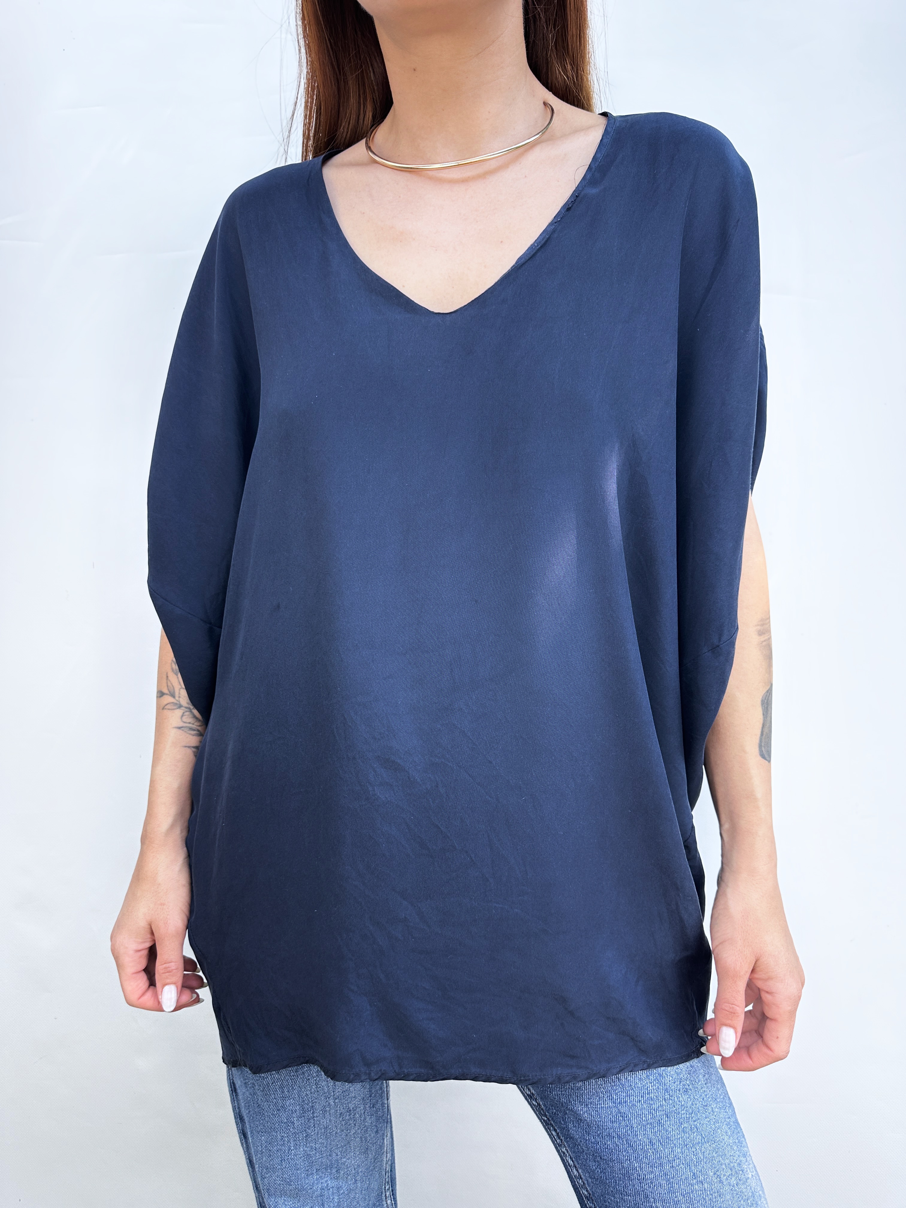 POLERA SEDA AZUL MARINO I S-M 2