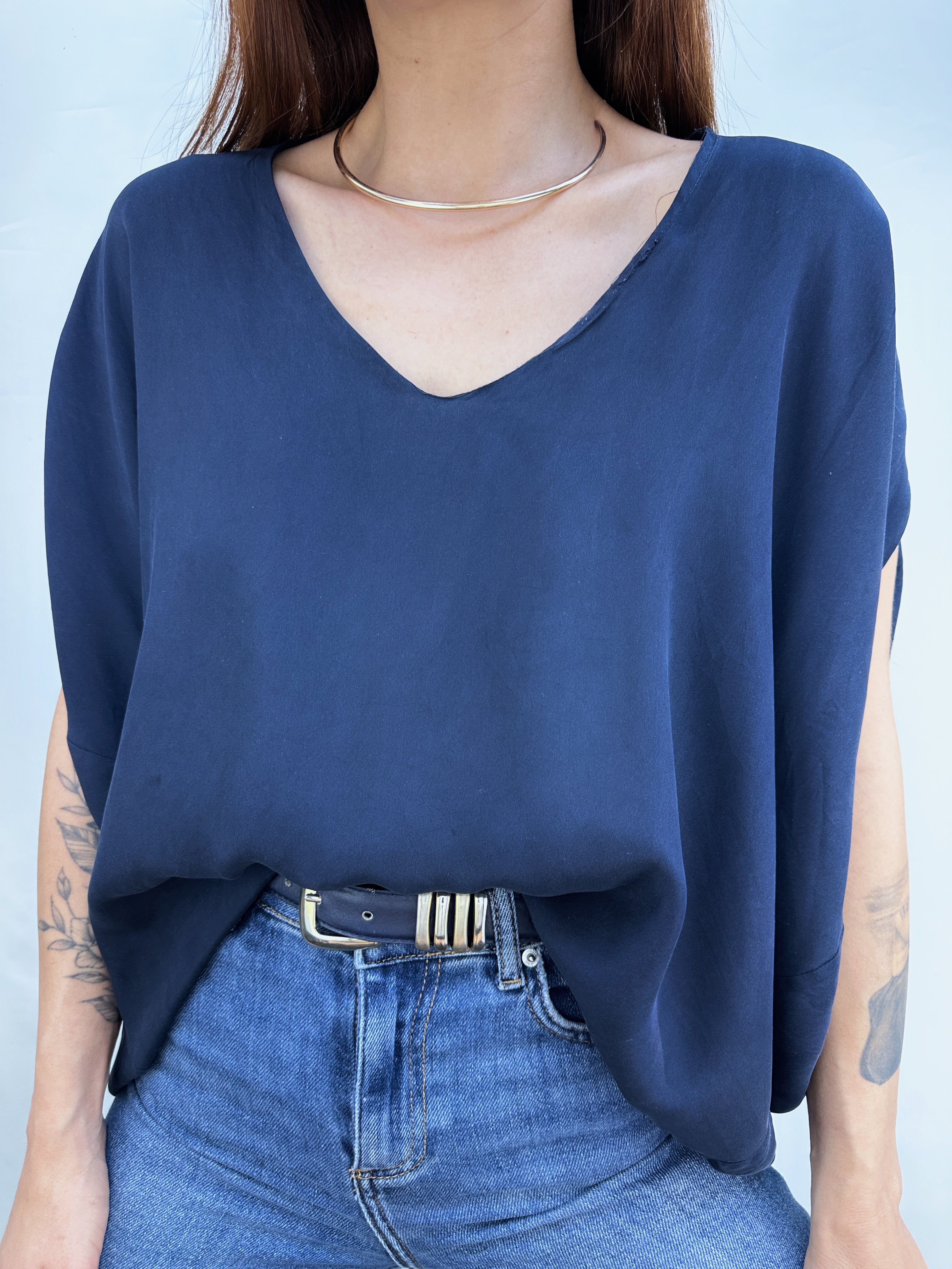 POLERA SEDA AZUL MARINO I S-M 6