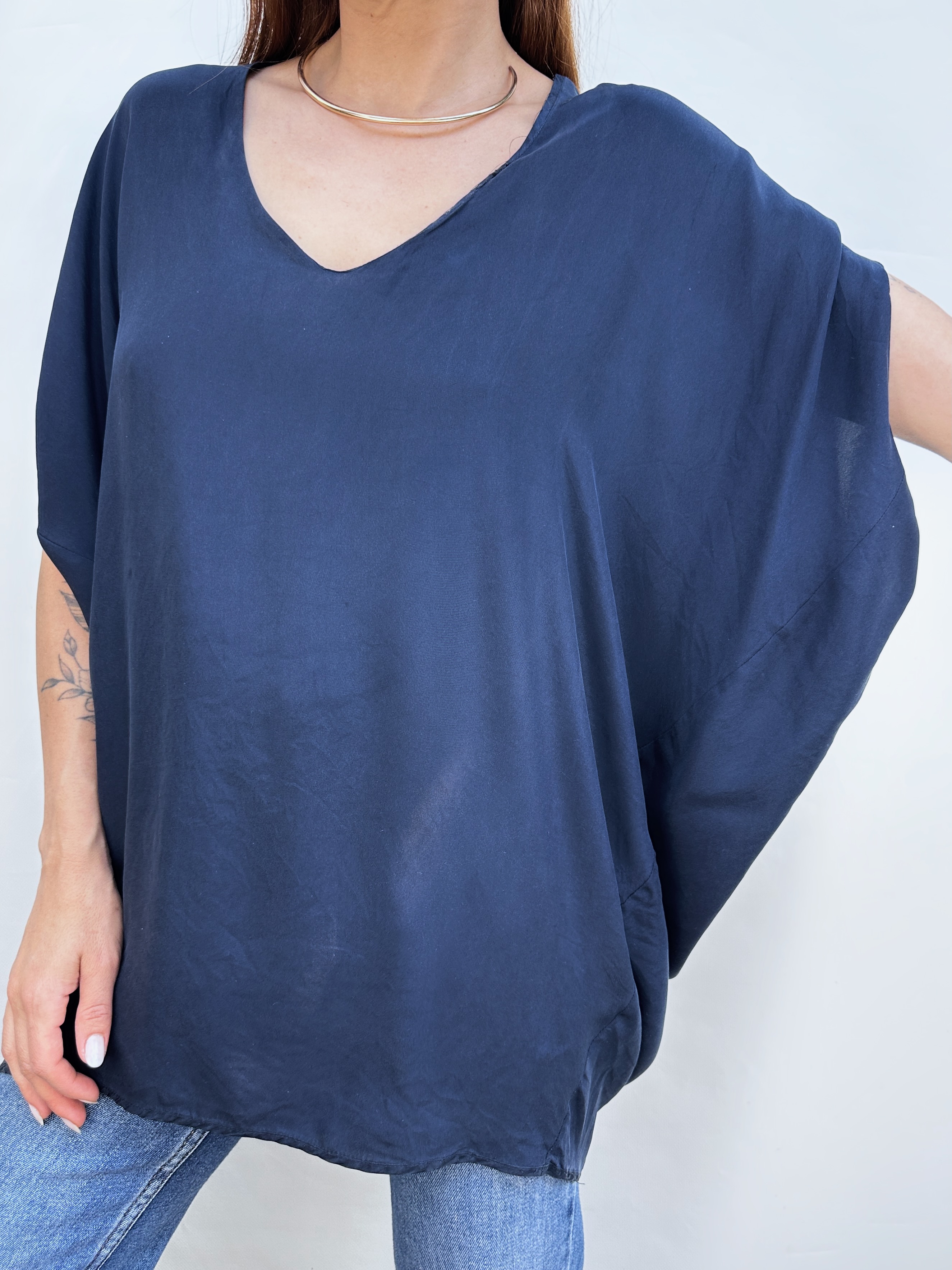 POLERA SEDA AZUL MARINO I S-M 5
