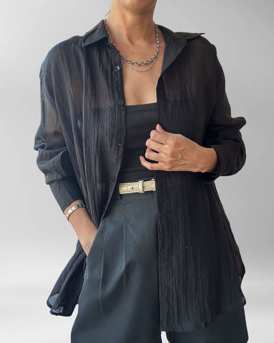 BLUSA PLISADA NEGRA I L-XL 1