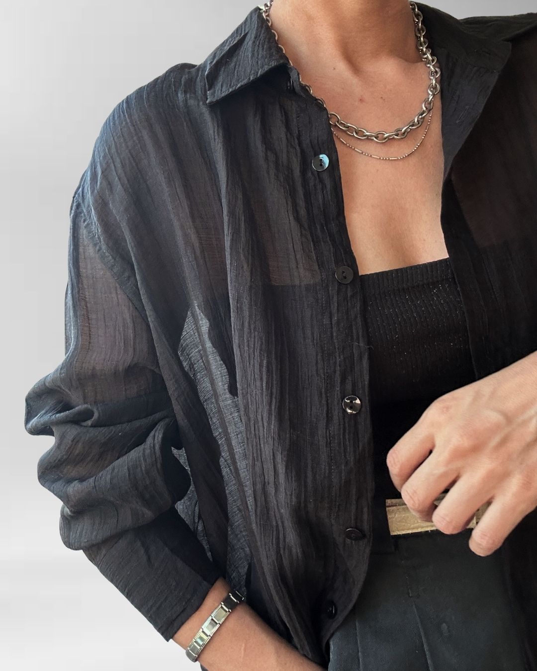 BLUSA PLISADA NEGRA I L-XL 2