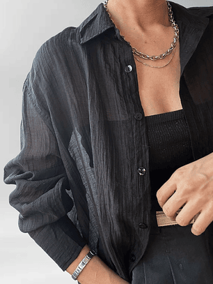 BLUSA PLISADA NEGRA I L-XL