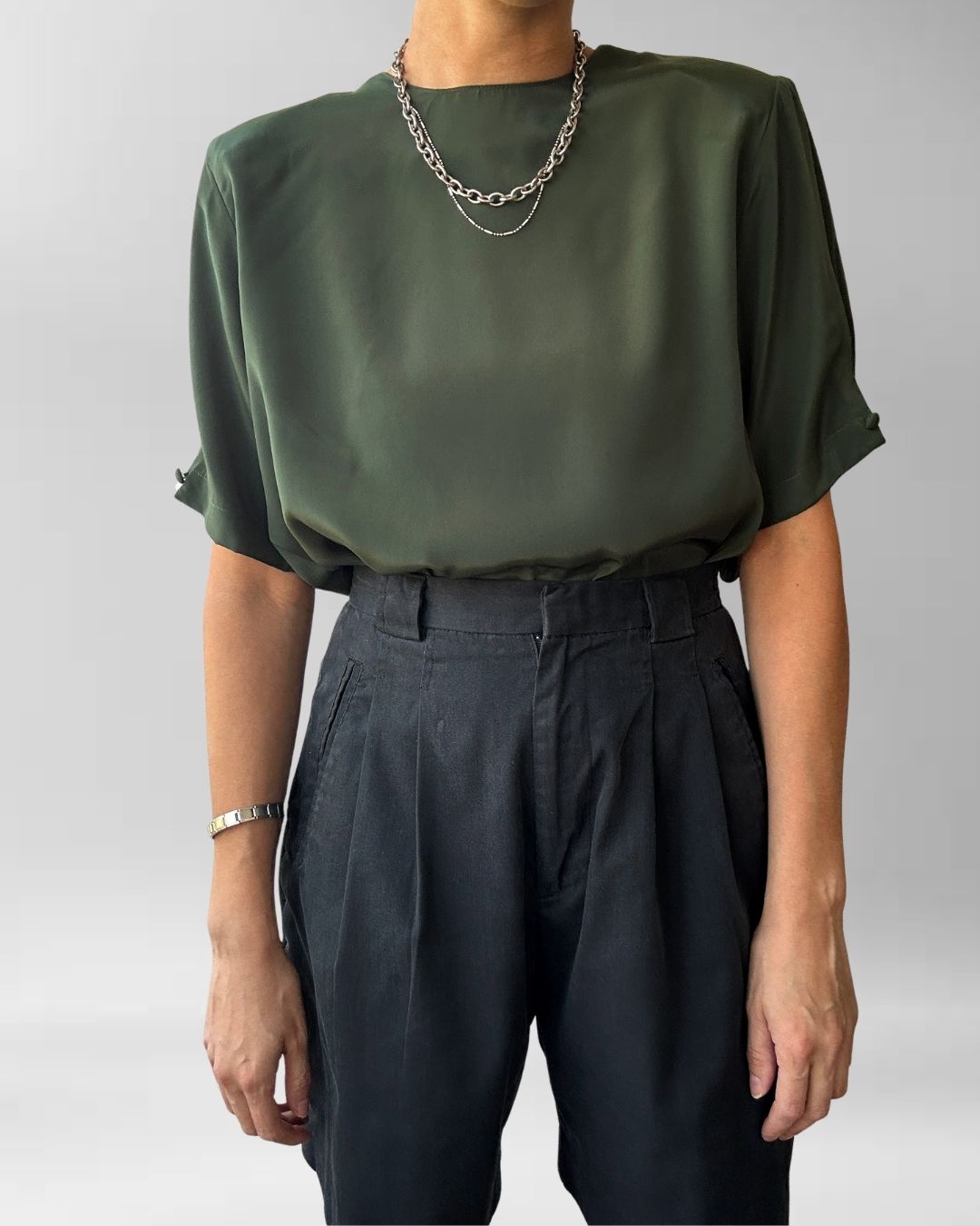 POLERA VINTAGE VERDE MILITAR I S-M 1