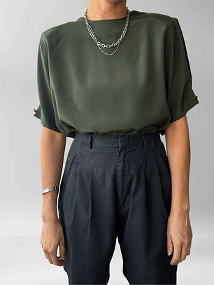 POLERA VINTAGE VERDE MILITAR I S-M