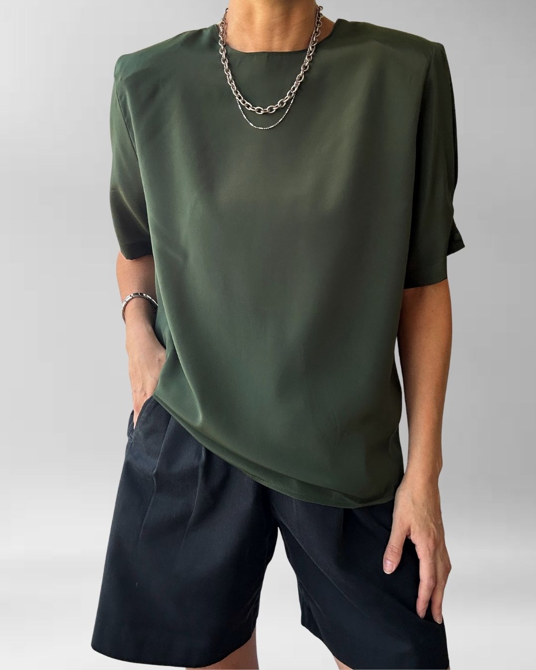 POLERA VINTAGE VERDE MILITAR I S-M 5