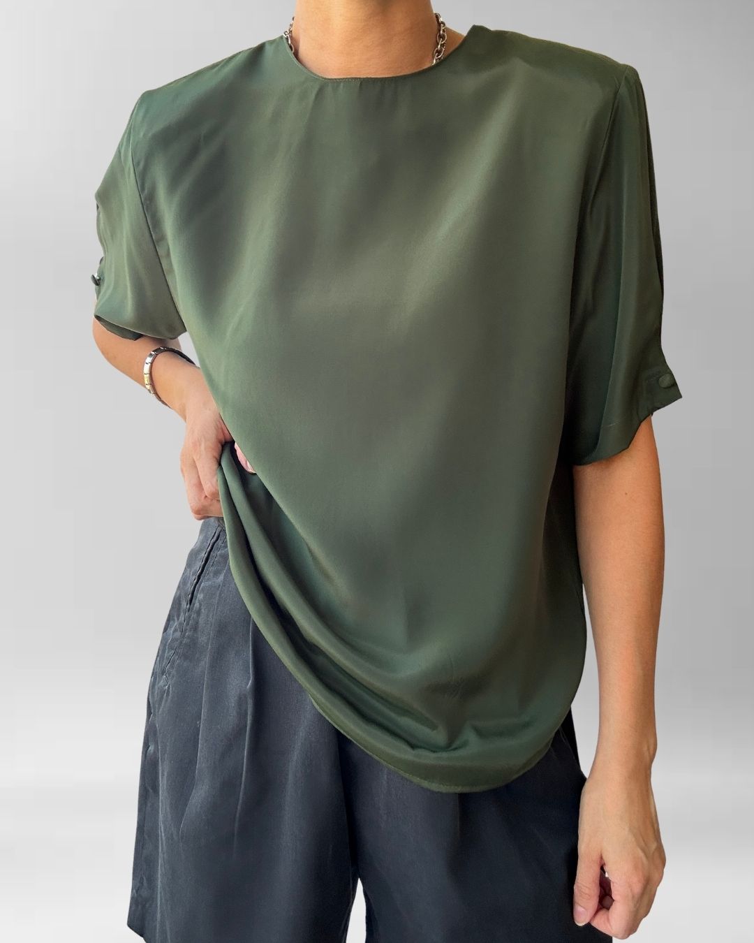 POLERA VINTAGE VERDE MILITAR I S-M 2