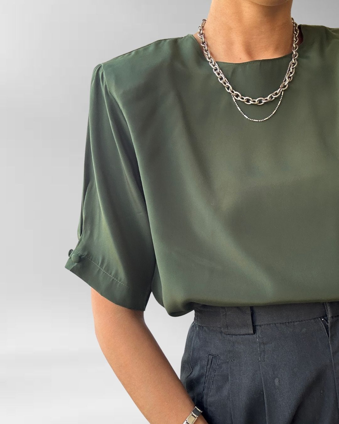 POLERA VINTAGE VERDE MILITAR I S-M 6