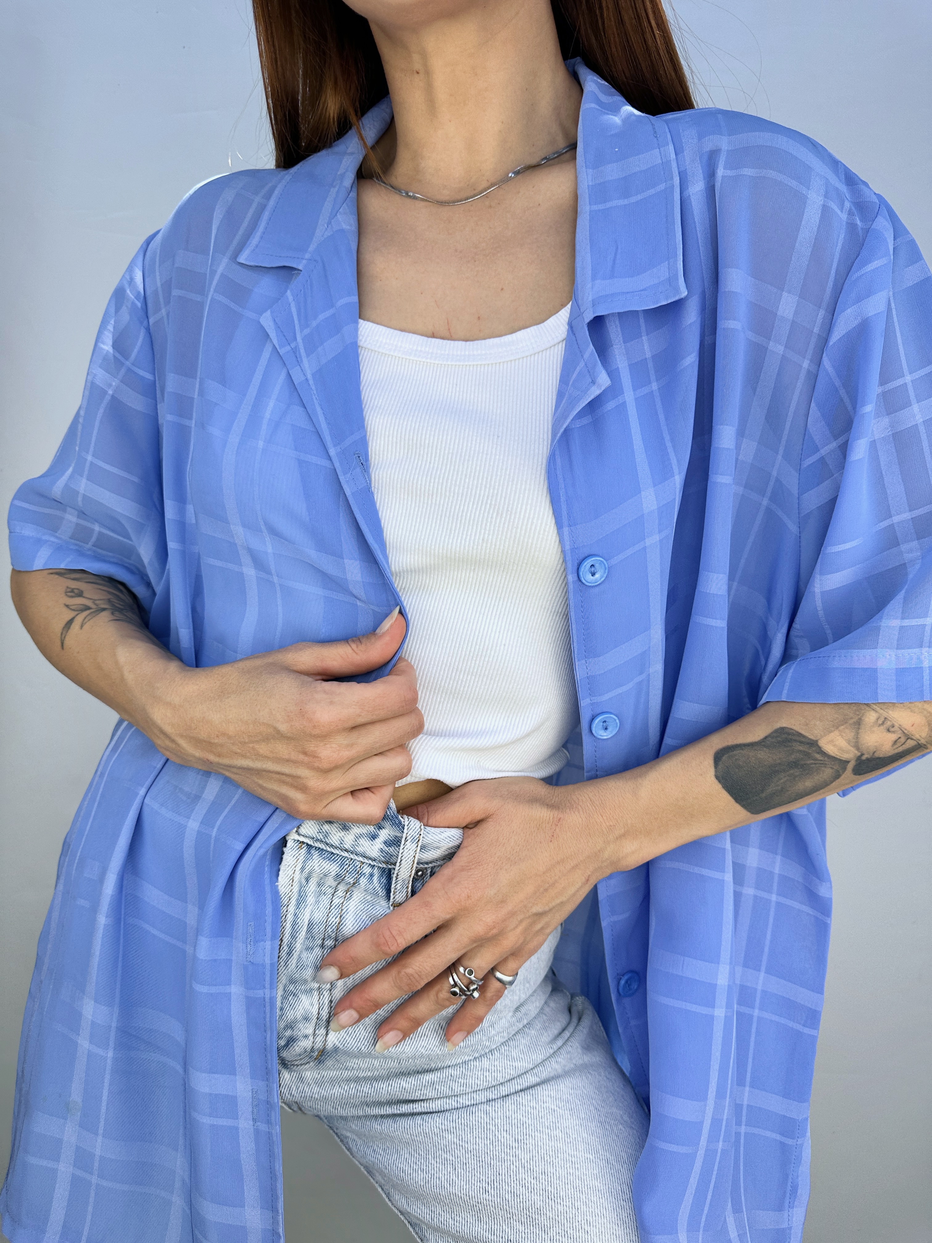 BLUSA VINTAGE CELESTE I XL  3