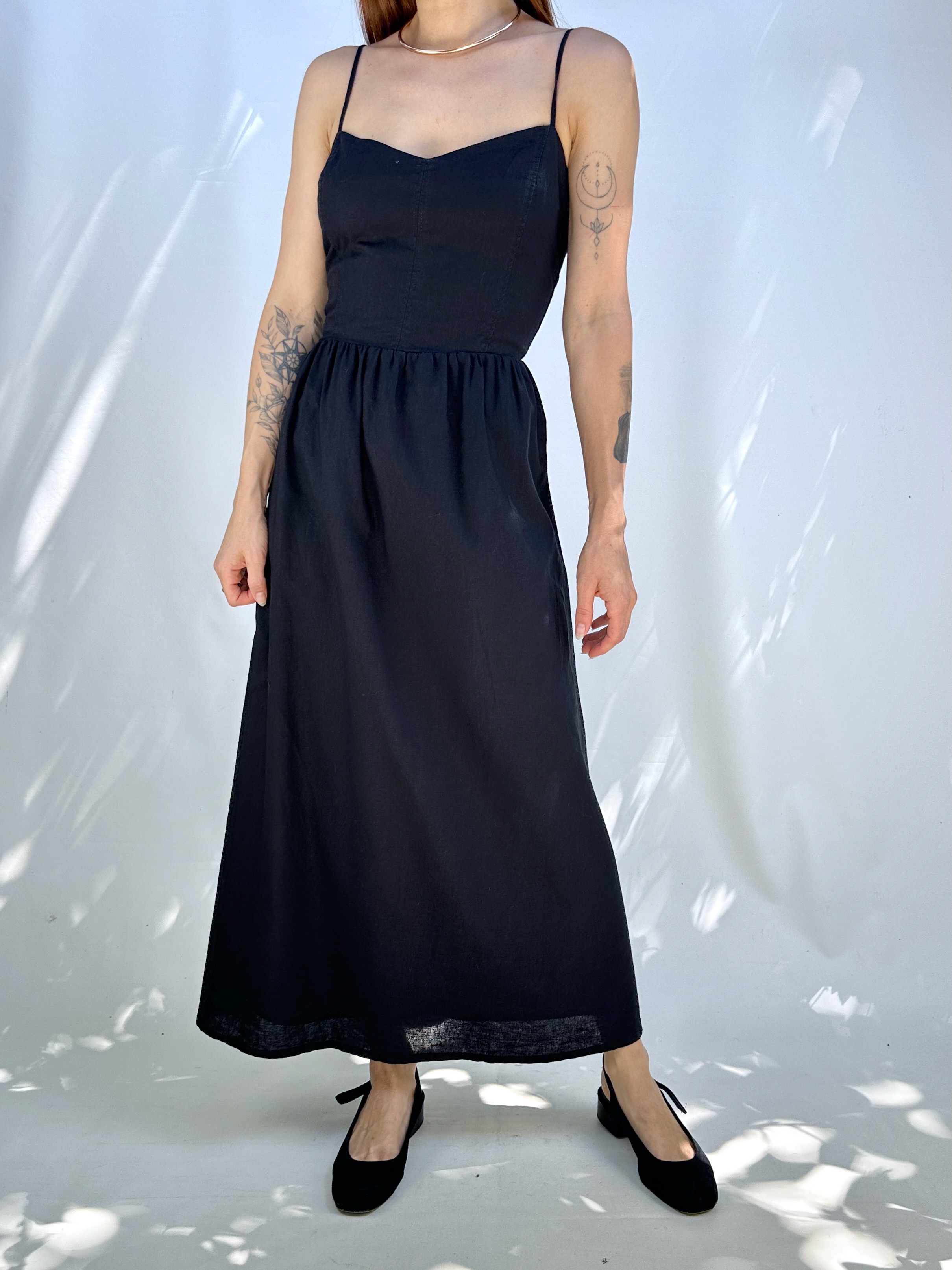 VESTIDO TIRANTES NEGRO I LINO-ALGODÓN I M 1