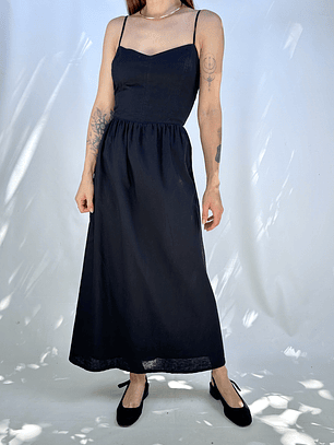 VESTIDO TIRANTES NEGRO I LINO-ALGODÓN I M