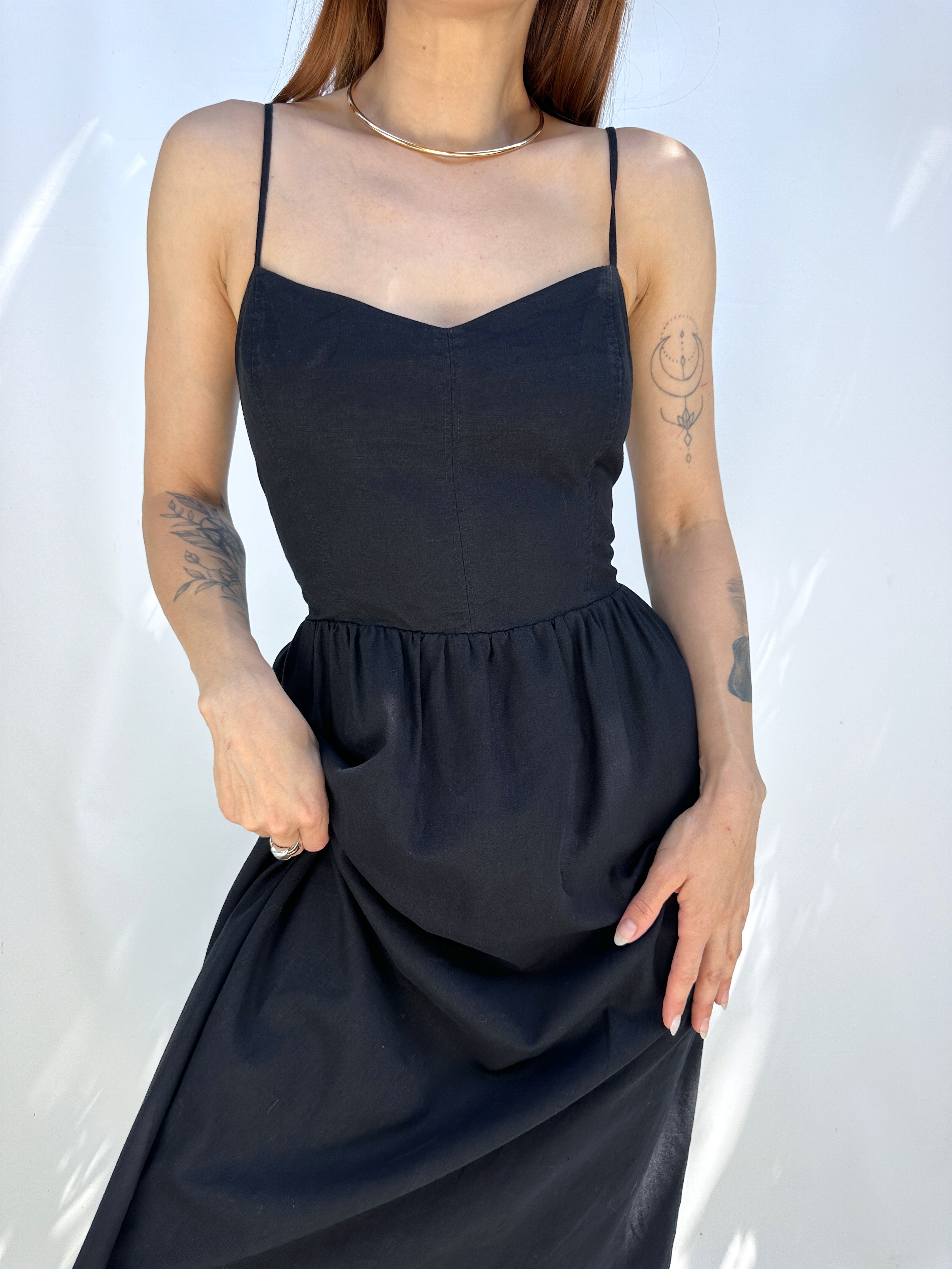 VESTIDO TIRANTES NEGRO I LINO-ALGODÓN I M 4