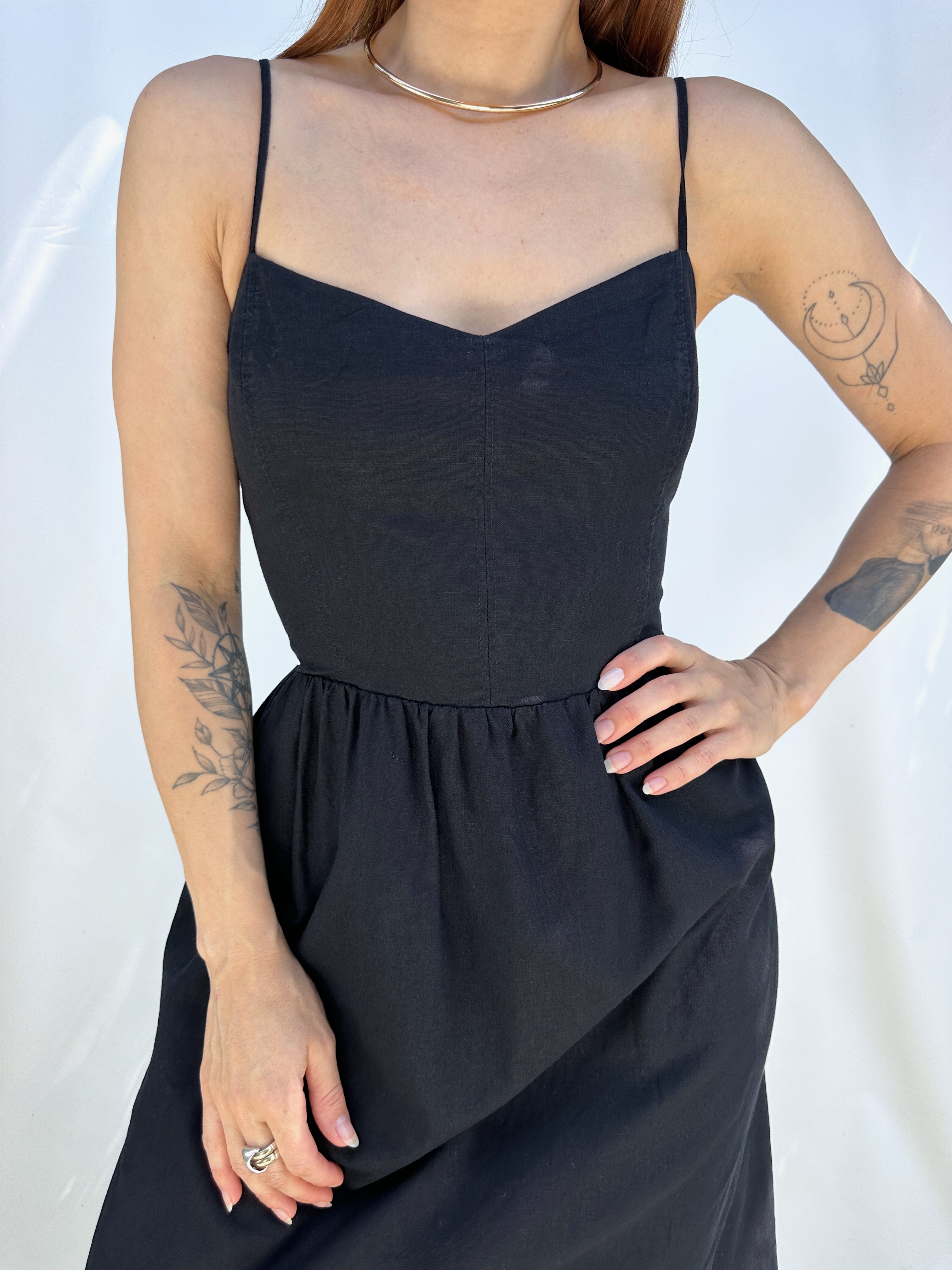 VESTIDO TIRANTES NEGRO I LINO-ALGODÓN I M 6