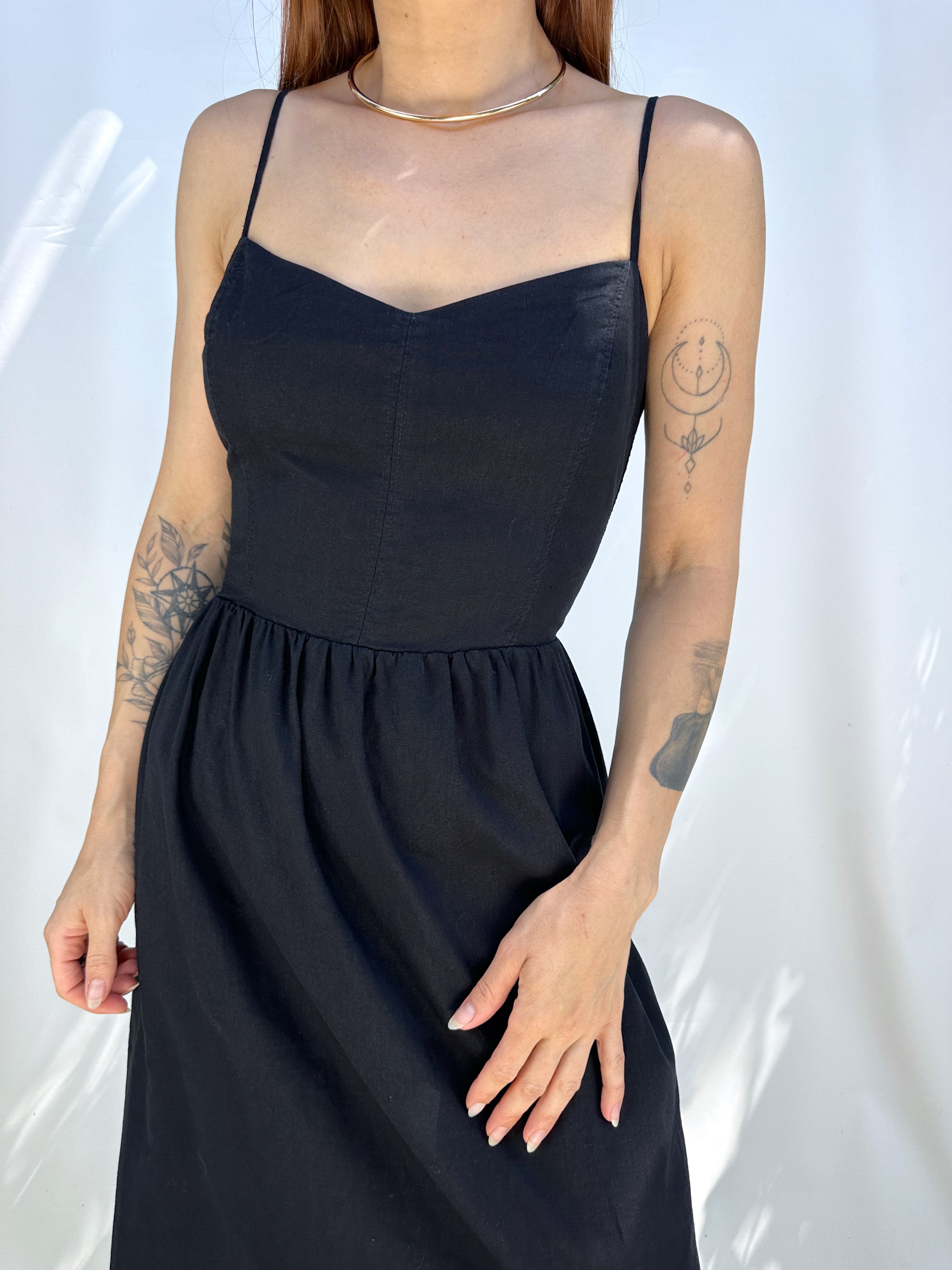 VESTIDO TIRANTES NEGRO I LINO-ALGODÓN I M 7