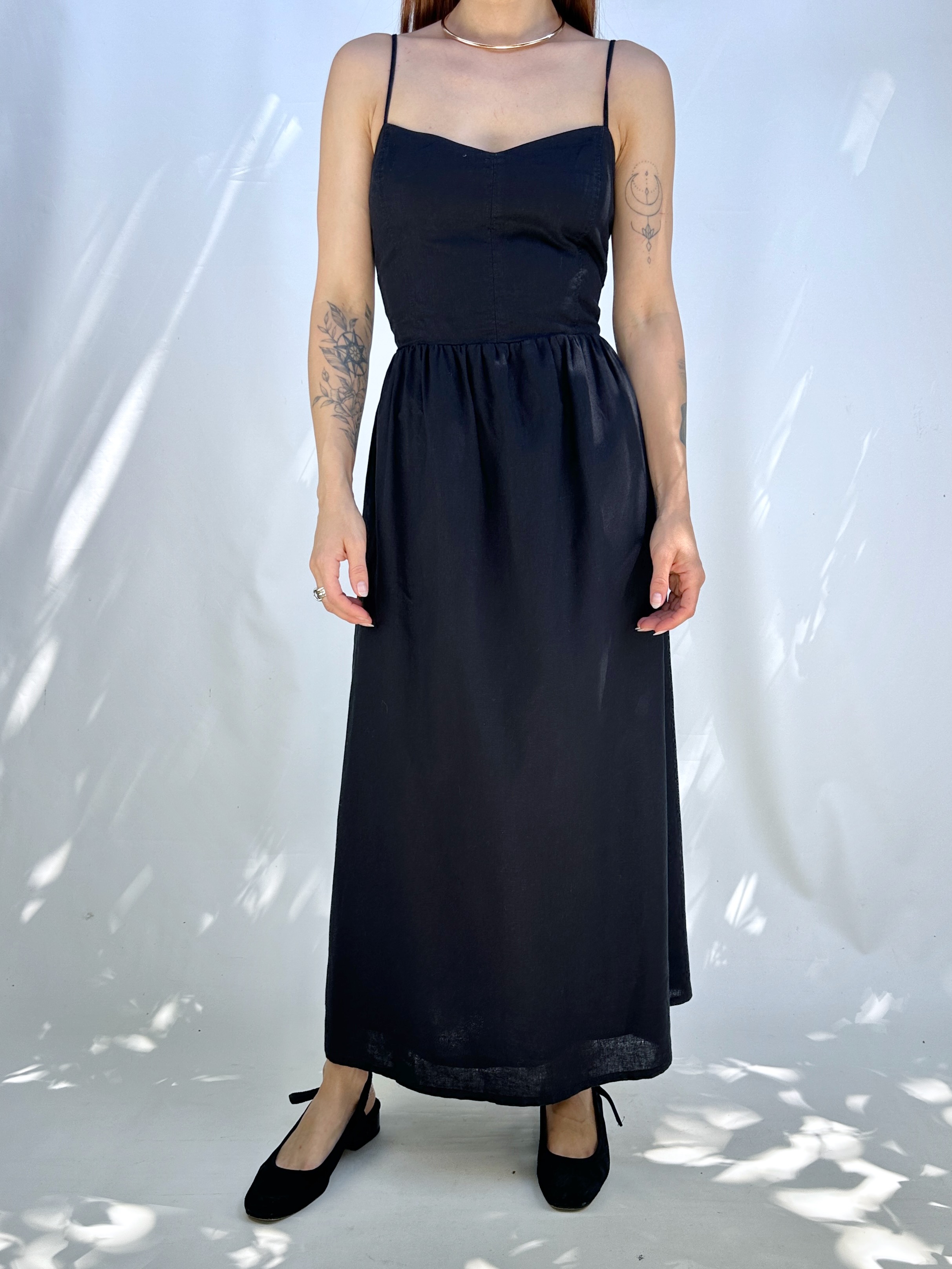 VESTIDO TIRANTES NEGRO I LINO-ALGODÓN I M 8