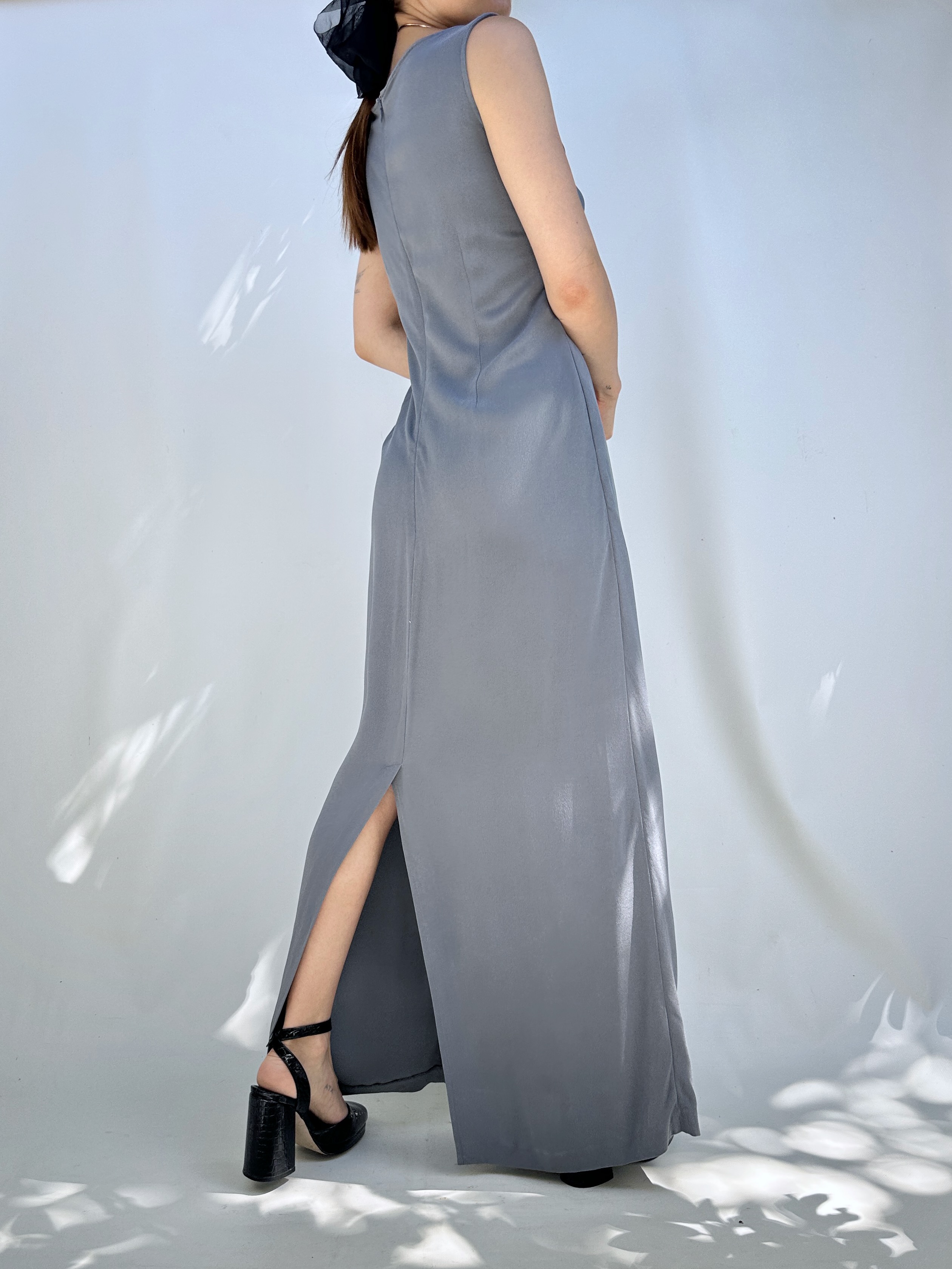 VESTIDO SEDA GRIS PLATA I M 3