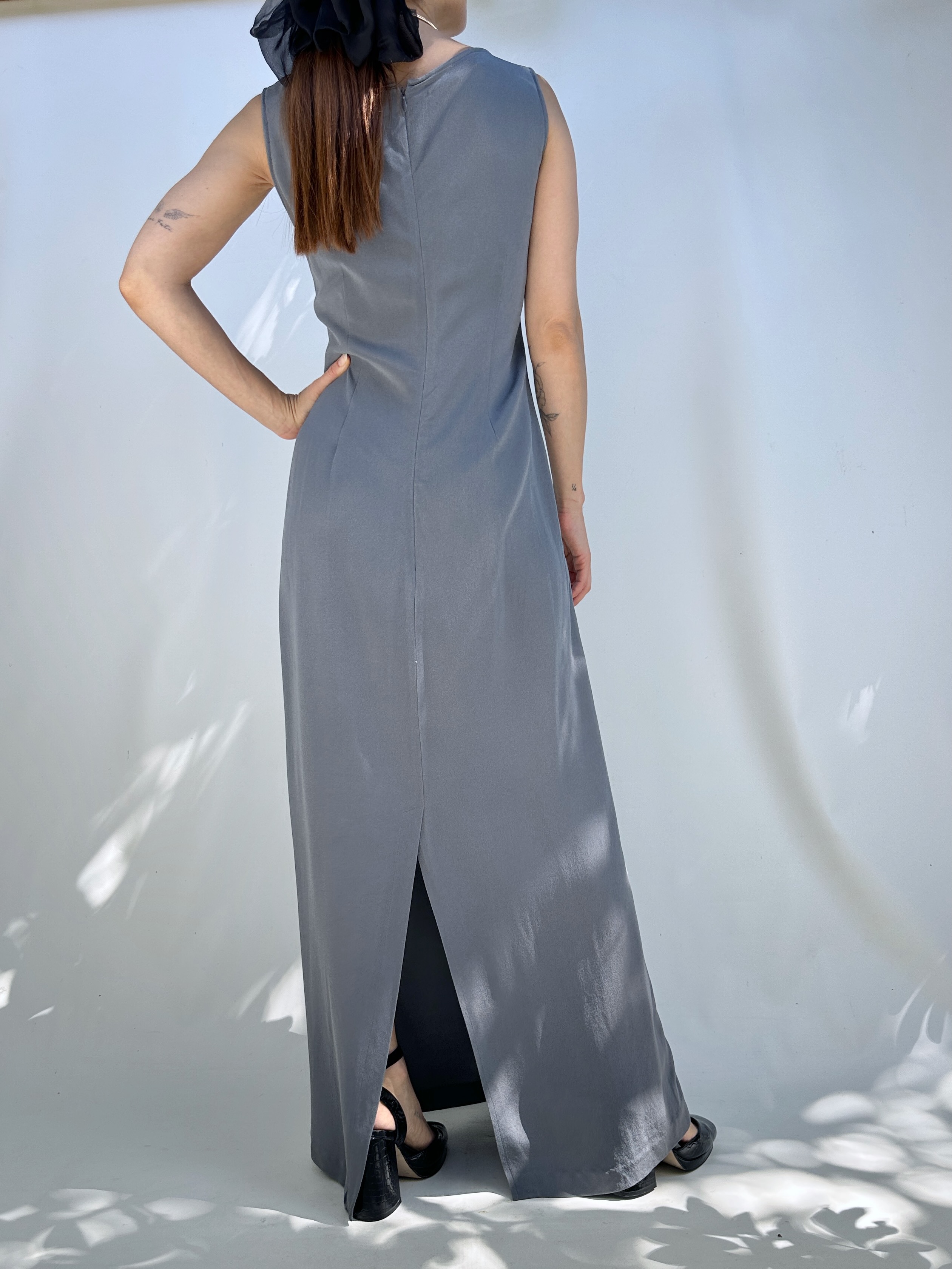 VESTIDO SEDA GRIS PLATA I M 5