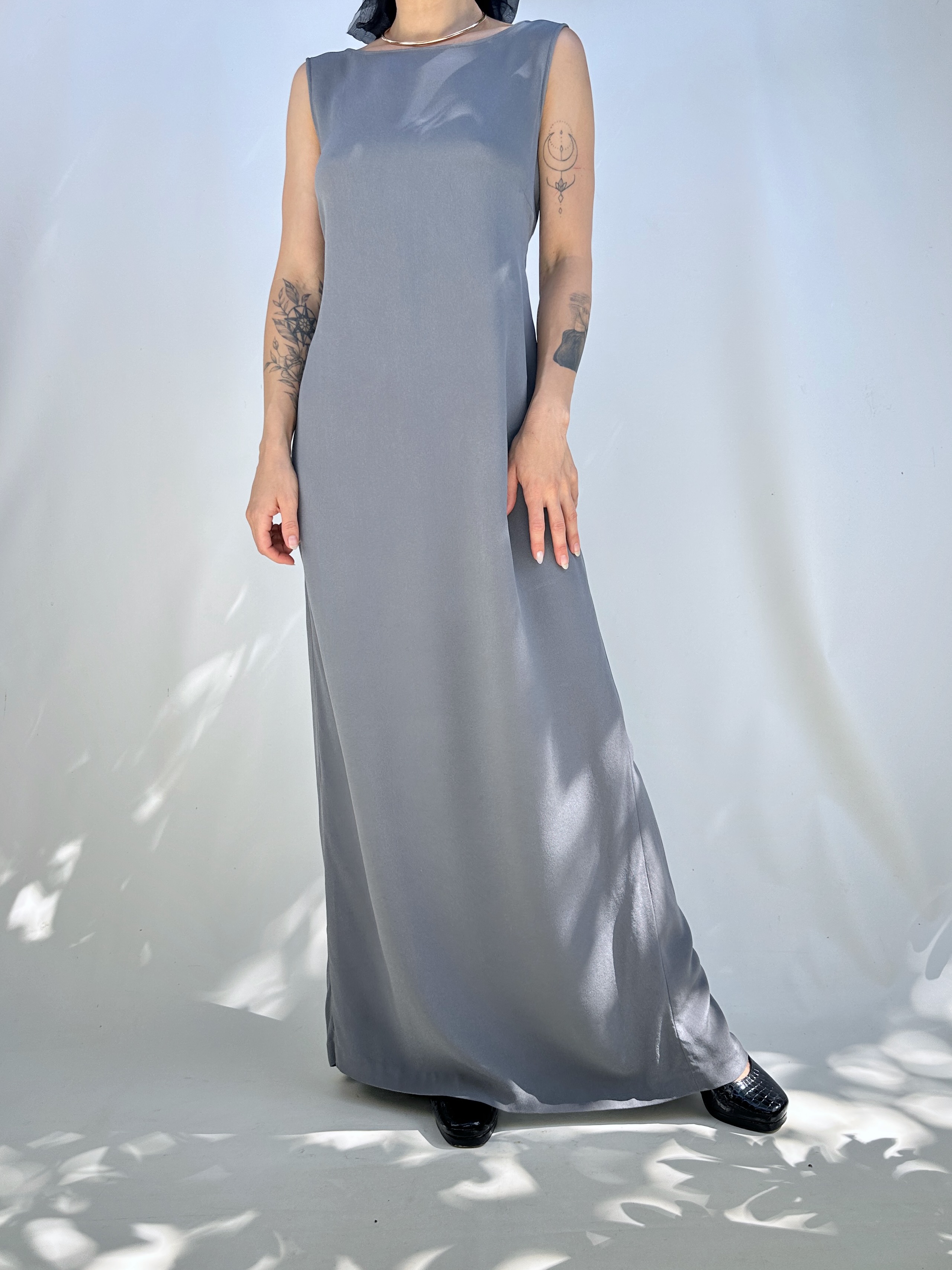 VESTIDO SEDA GRIS PLATA I M 7
