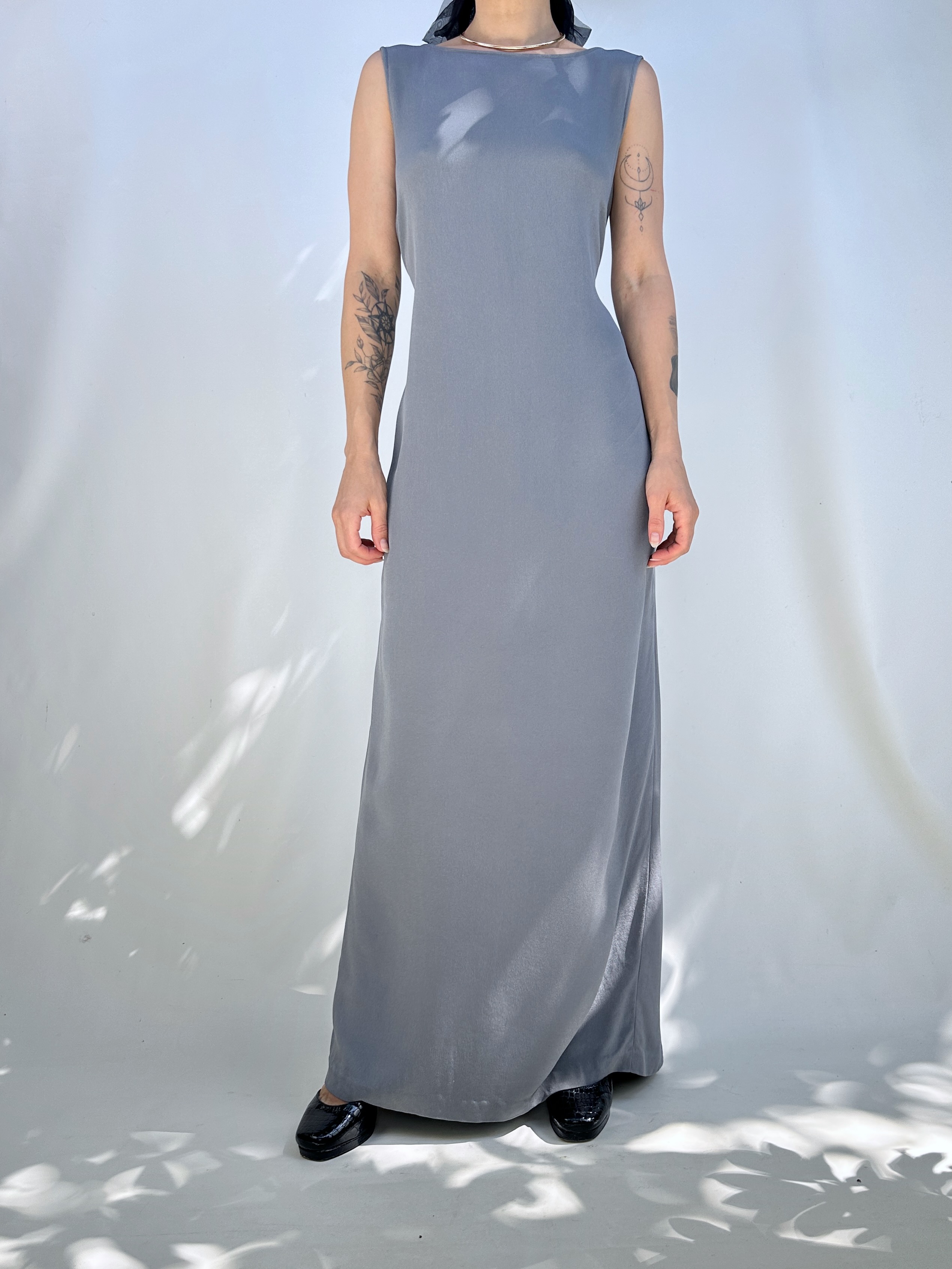 VESTIDO SEDA GRIS PLATA I M 8