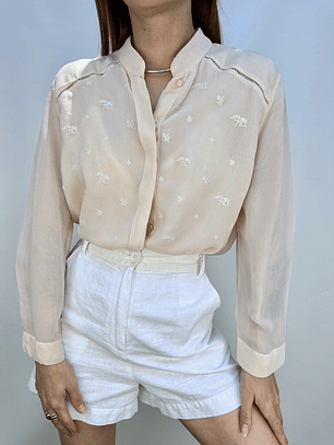 BLUSA SEDA BORDADA I XS-S 