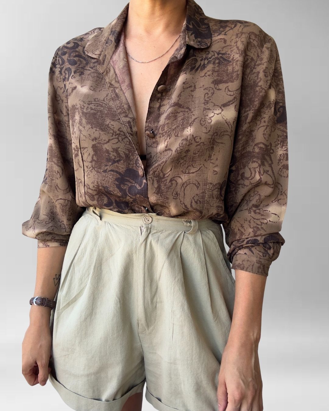 BLUSA CAFÉ ESTAMPADA | M 1